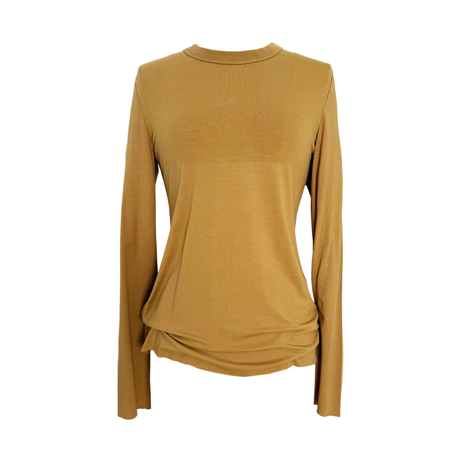Youmsara Women's Neutrals / Brown / Gold Amberwood Long-sleeve Tee – Warm Brown Crewneck With Raw Edges