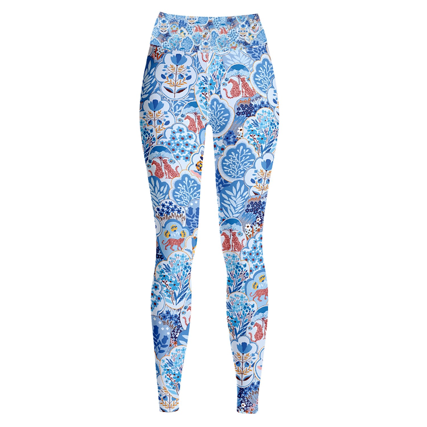 Women’s High Waist Yoga Leggings In Jungle Blue Extra Large Jessie Zhao New York