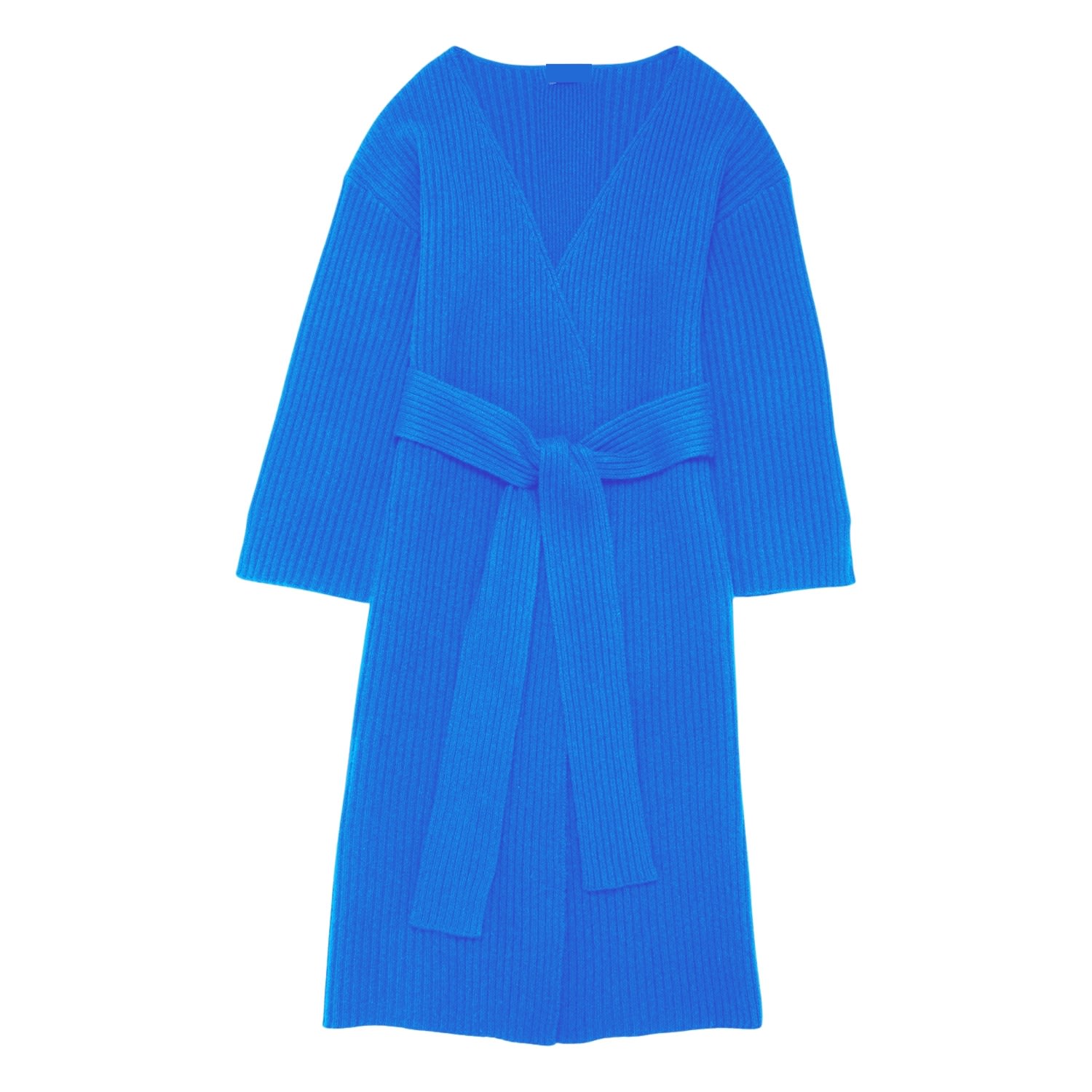 Women’s Longline Cashmere Belted Cardigan In Jetstream Blue Extra Large Loop Cashmere