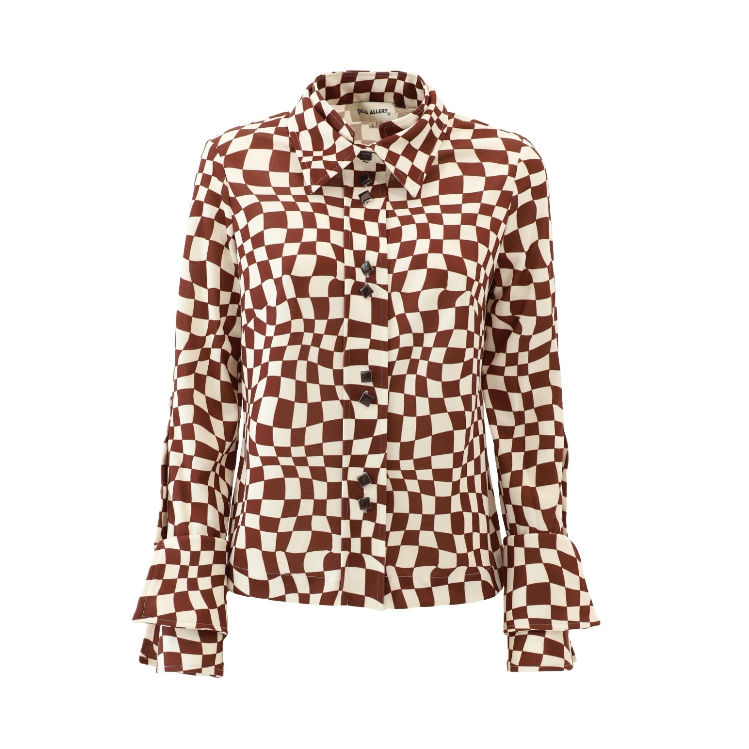 Julia Allert Women's Brown / Neutrals Designer Checkered Knit Shirt Brown In Brown
