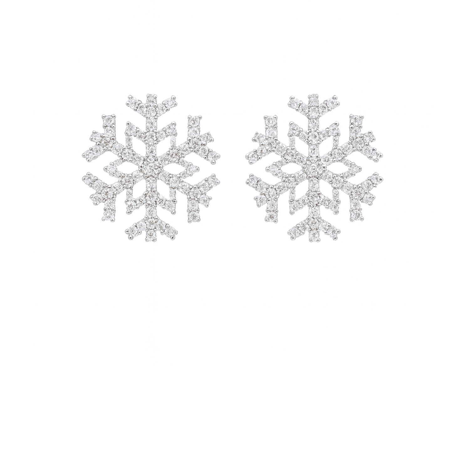 The Gala Women's Silver Snowflake Crystal Stud Earrings In White