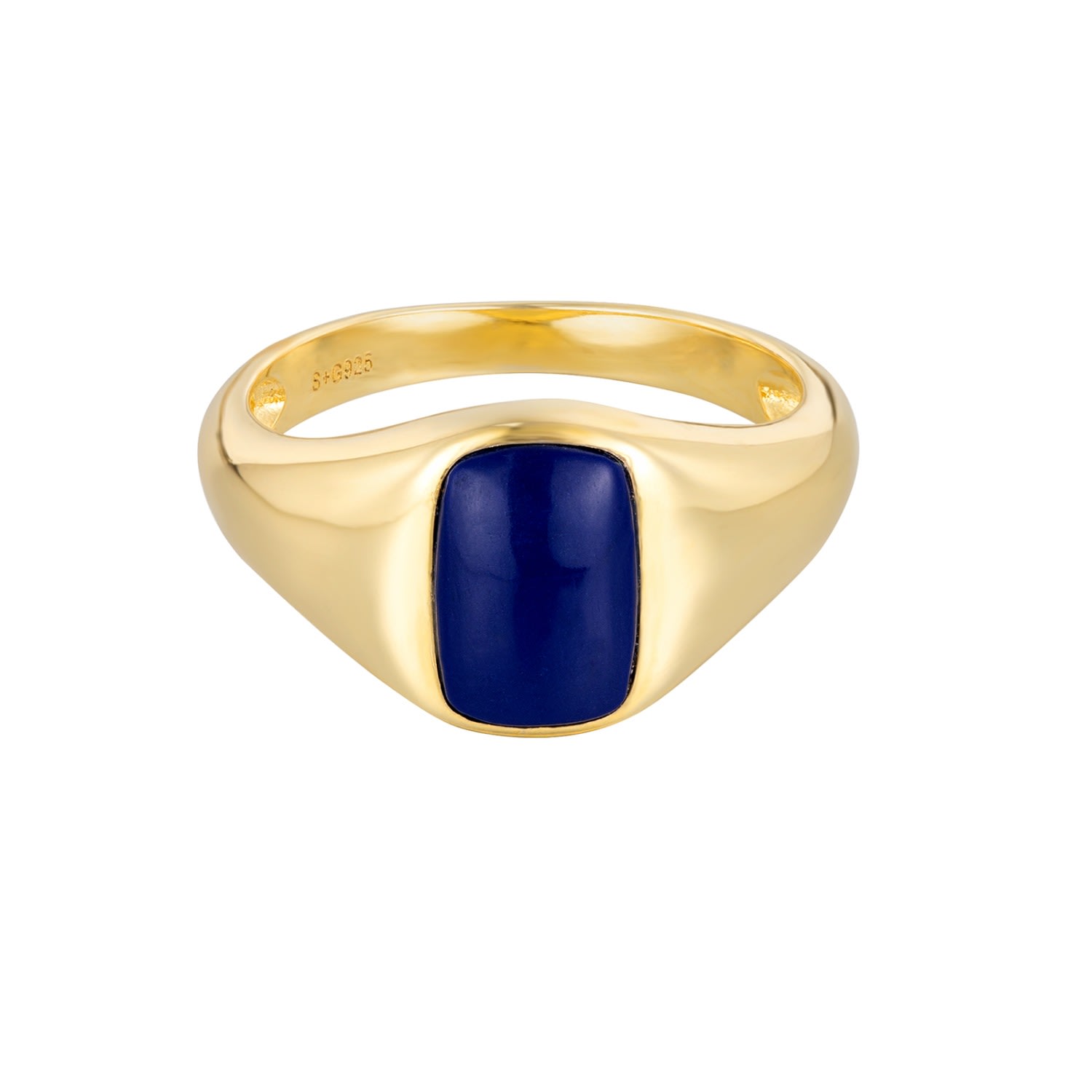 Women’s 22Ct Gold Vermeil Blue Enamel Rectangle Signet Ring Seol + Gold