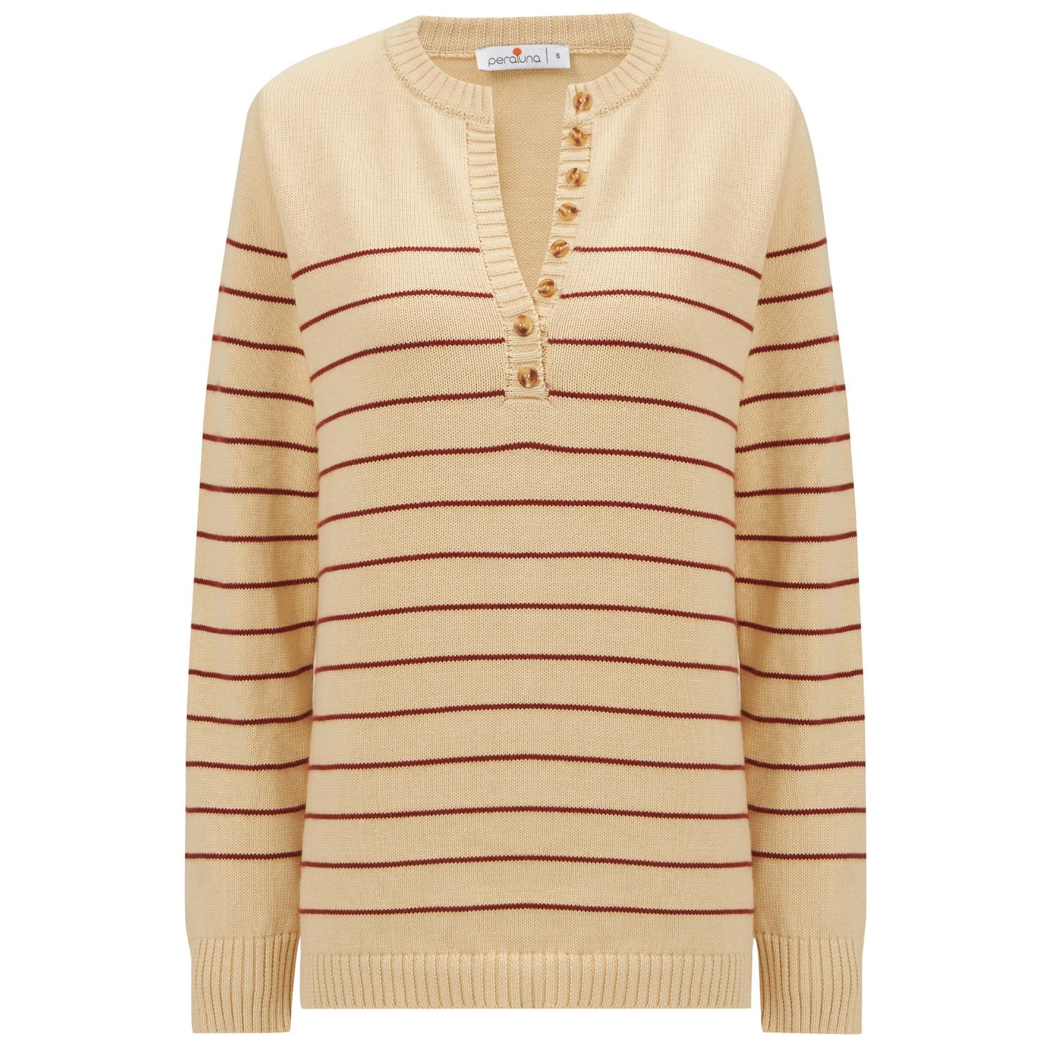 Women’s Beluga Seasonal Striped Knit Pullover Dark Creme/Cinnamon - Multicolour Small Peraluna