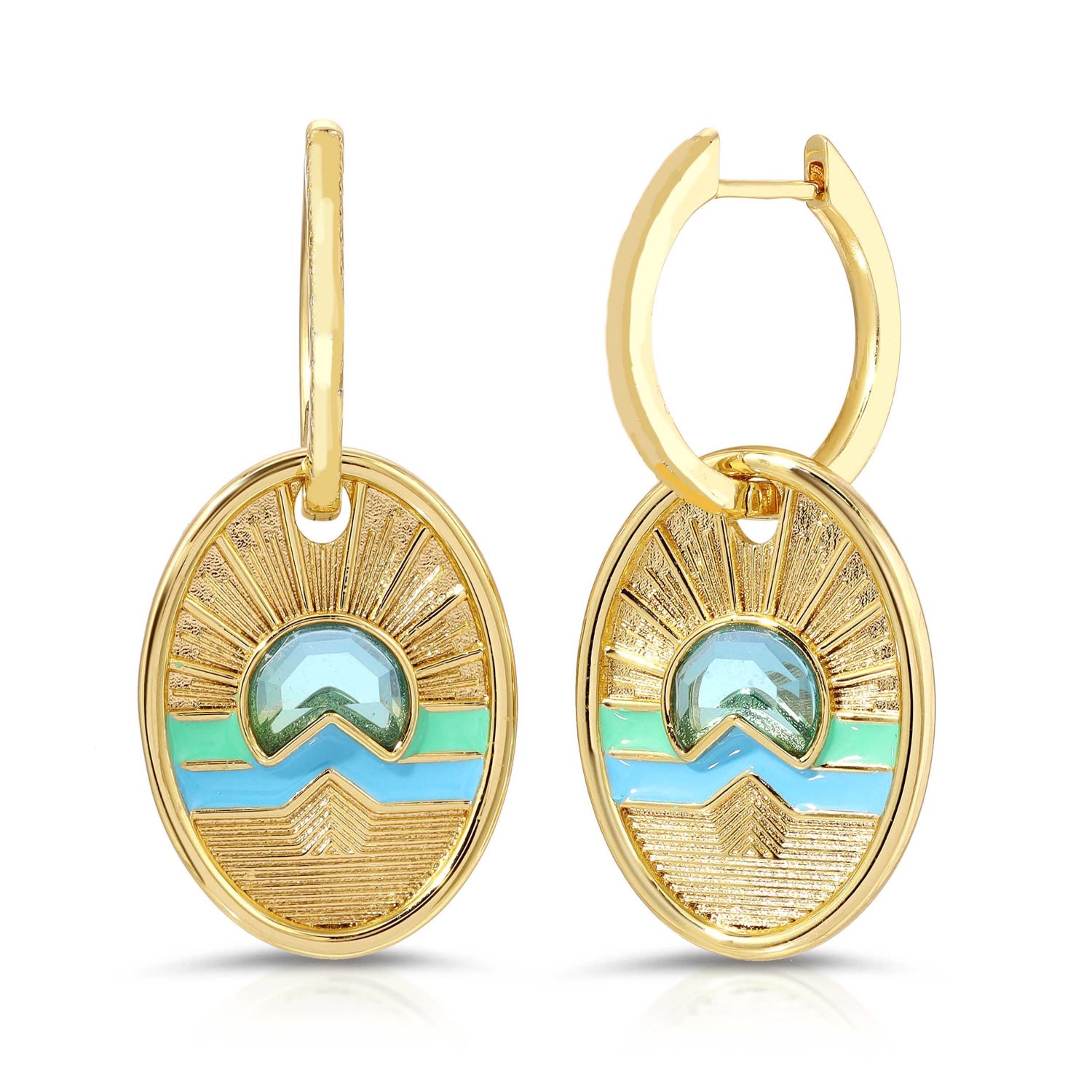 Women’s Tequila Sunrise Charm Hoop Earrings- Sky Glamrocks Jewelry