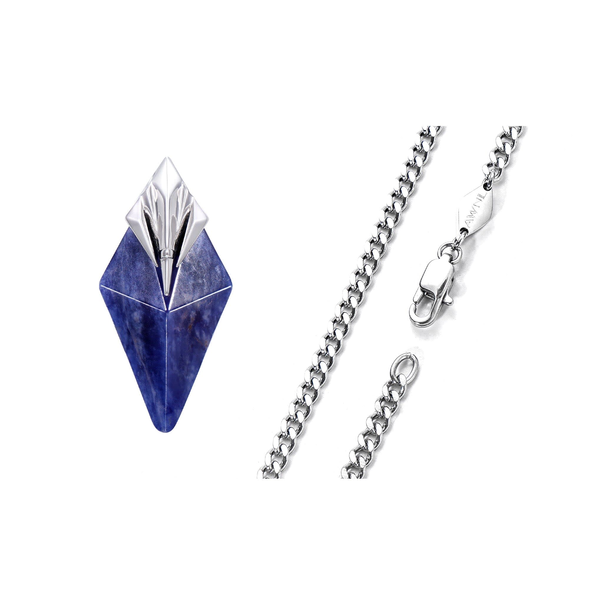 Poseidon Trident Sodalite Necklace-Stainless | AWNL | Wolf & Badger