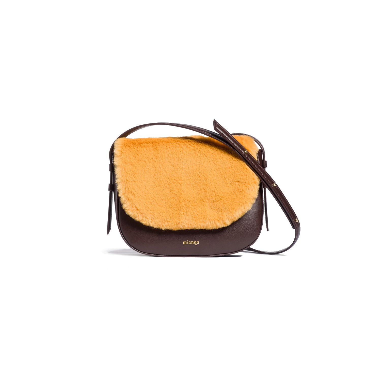 Women’s Yellow / Orange Gala Vegan Apple Leather Faux Fur Crossbody Bag Yellow Brown One Size Mianqa