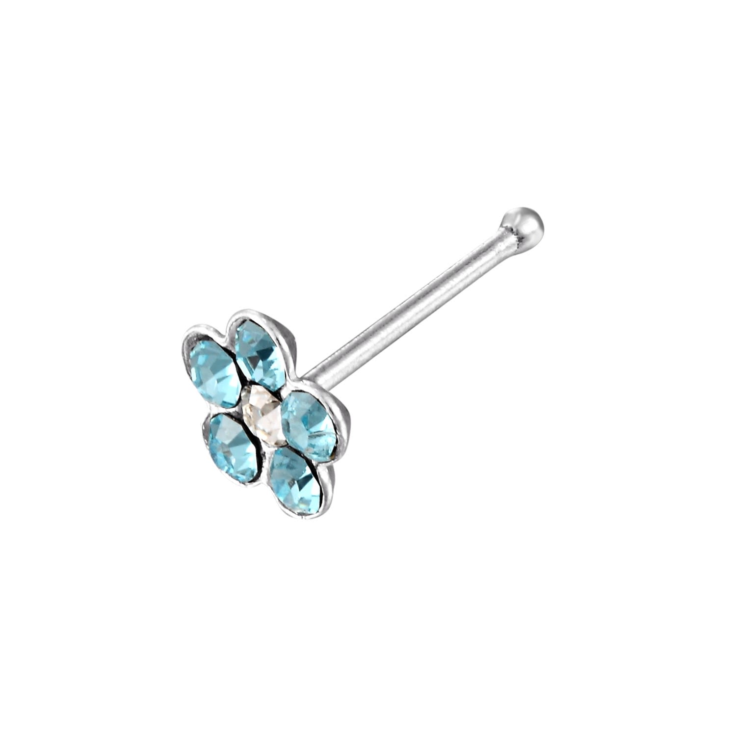 Women’s Ecoated Sterling Silver Aquamarine Blue Daisy Nose Stud Seol + Gold