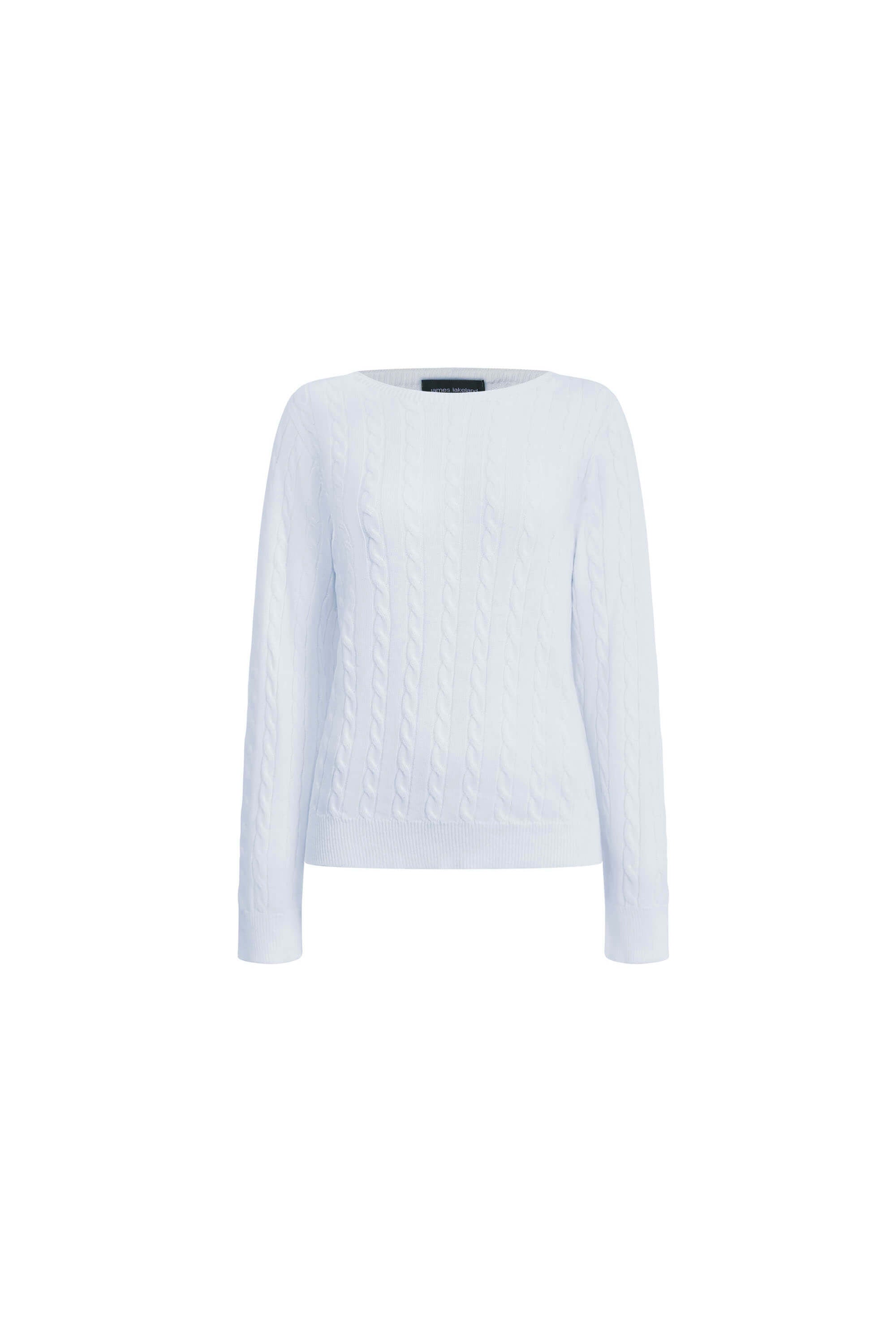 Women’s Cable Knit Jumper White Extra Small James Lakeland