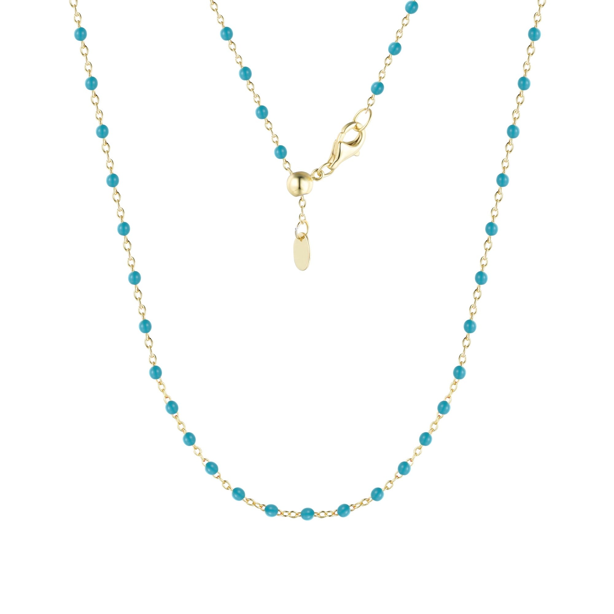 Kamaria Women's Blue Enamel Beaded Chain Necklace - Turquoise In Blue