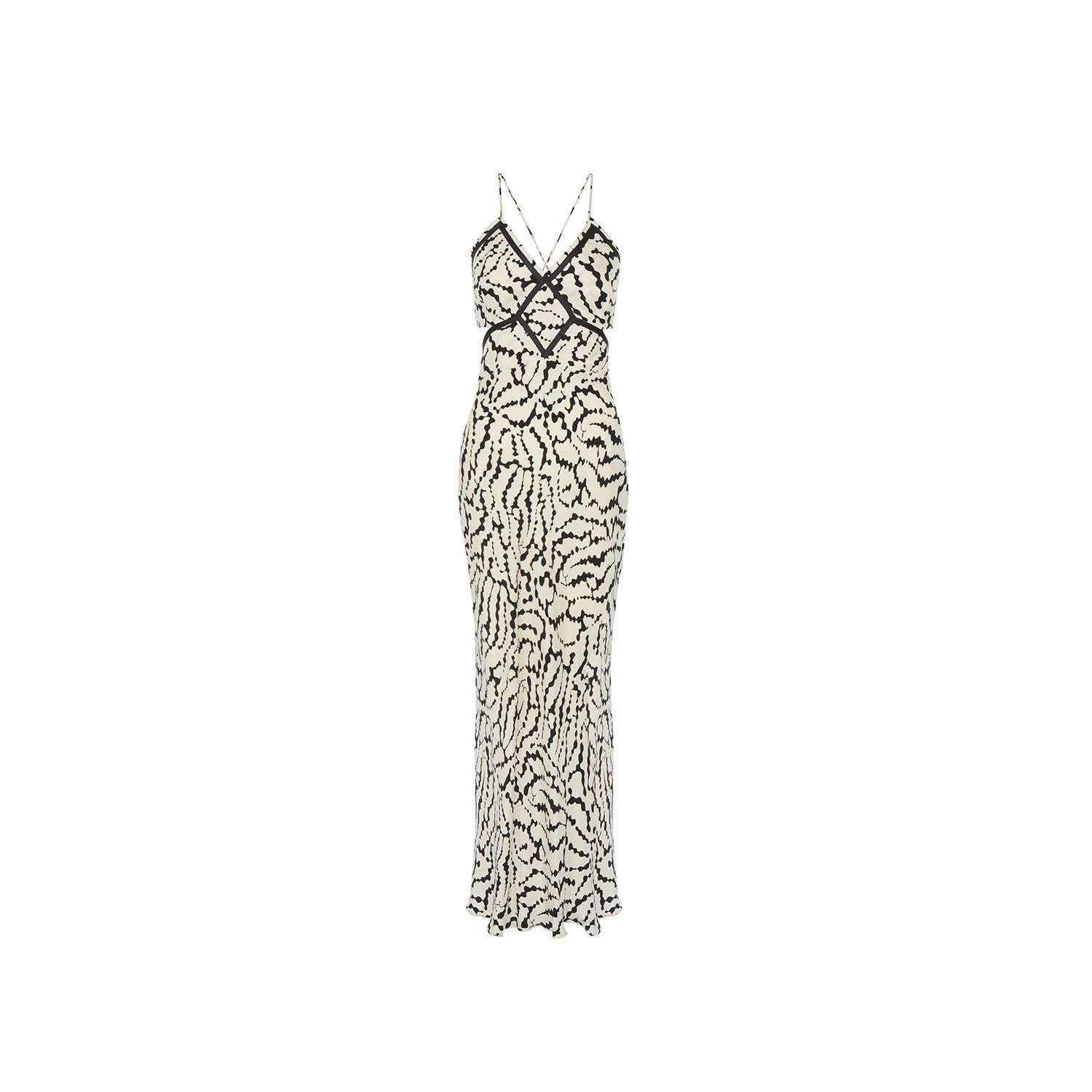 Rue Les Createurs Women's Patterned Thin-strap Black Dress In Black