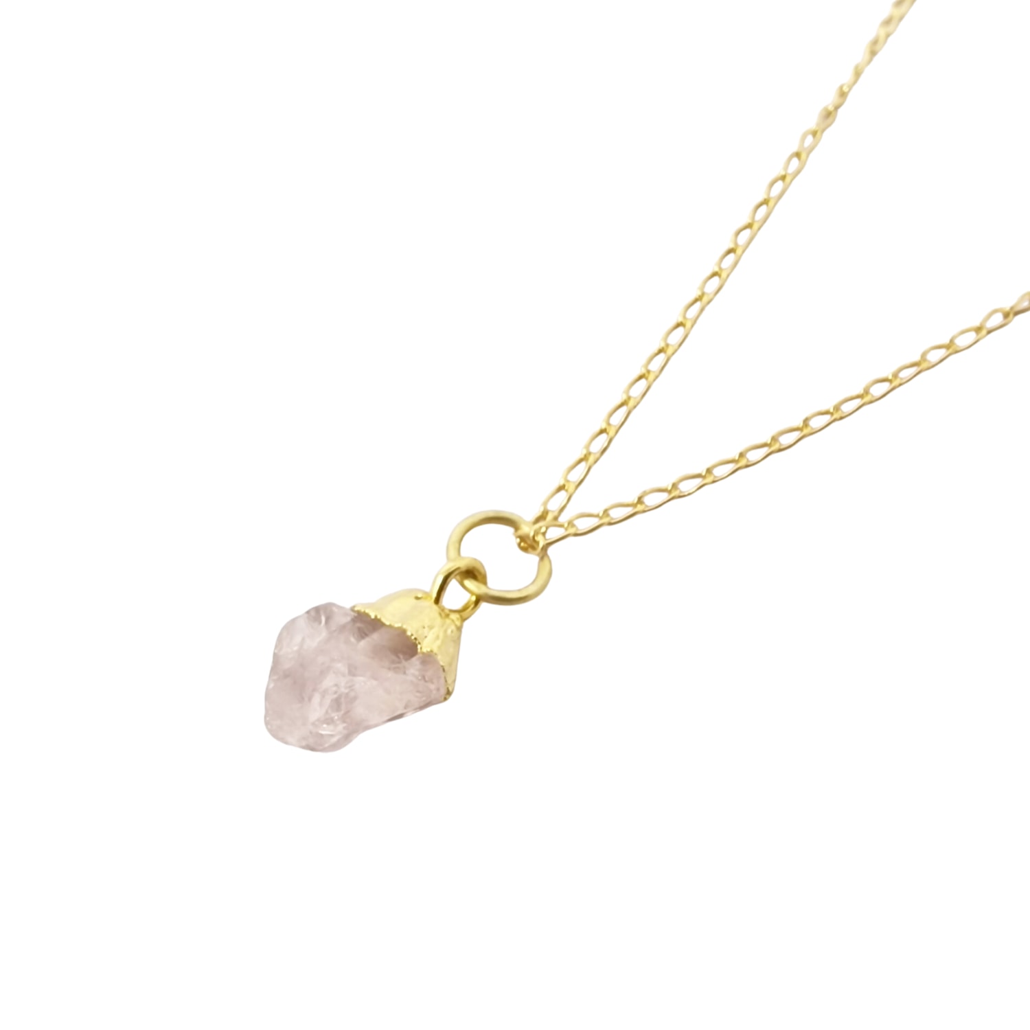 Harfi Women's Orange Raw Rose Quartz October Birthstone Gold Plated Necklace In Orange