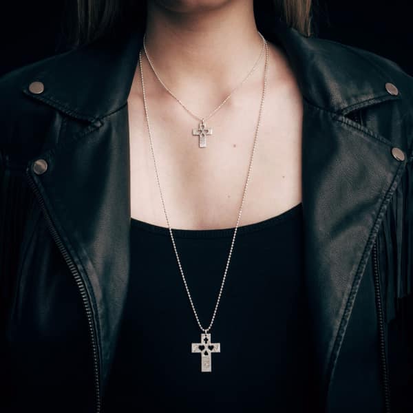 Cartergore Small Silver Sugar Skull Cross Pendant Necklace In Pendant