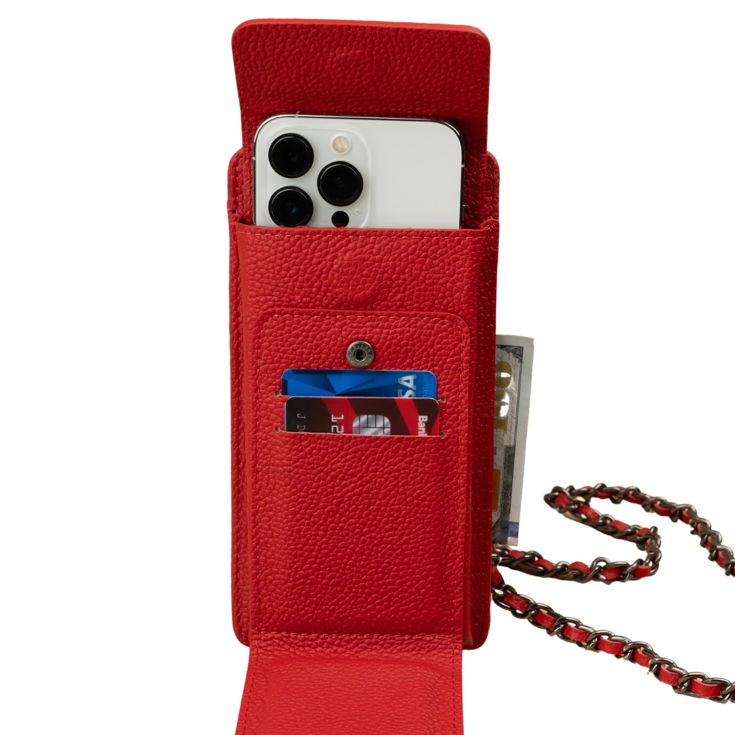 Leathere Women's Leather Red Crossbody Bag Phone Wallet - Columbus