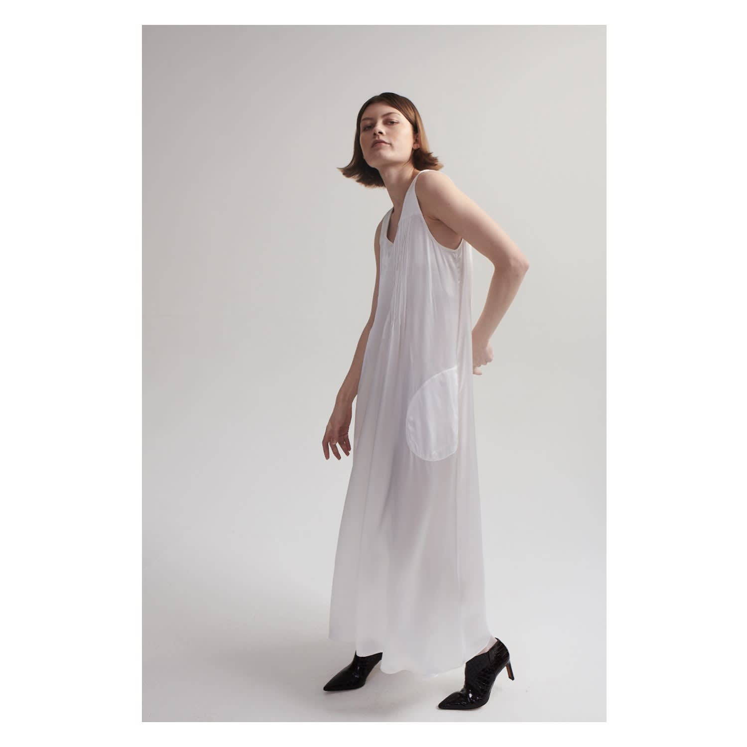 silk maxi dress white