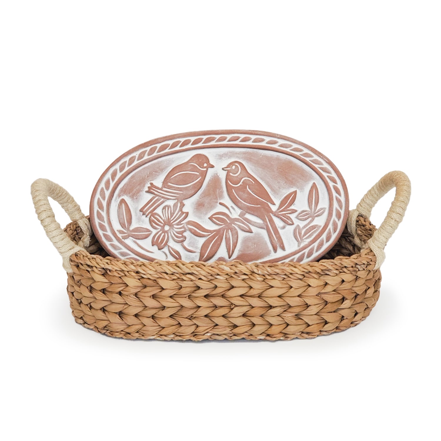 Korissa Neutrals Bread Warmer & Basket - Lovebirds Oval In Orange