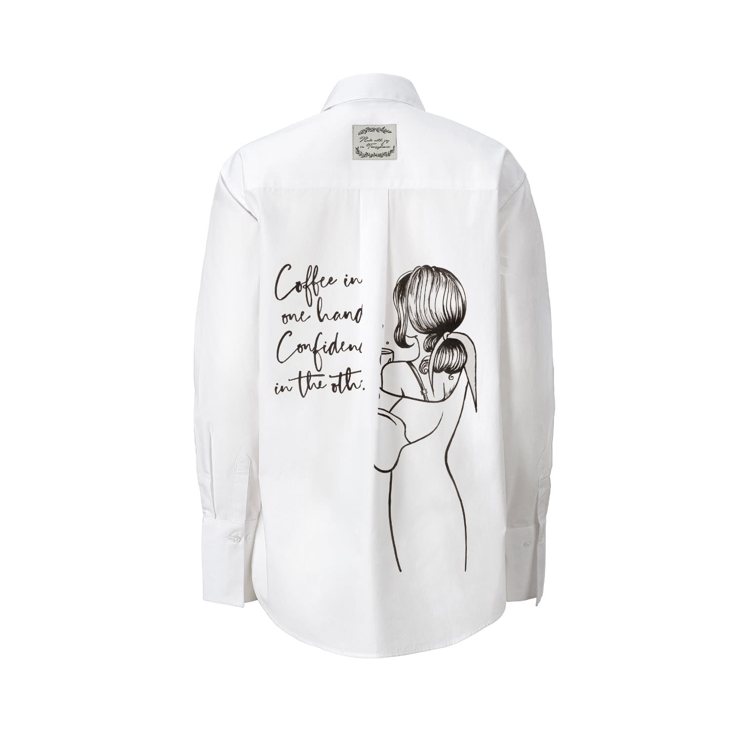 Madlen Women's Black / White Coffee Confidence Hand Painted Shirt In Black/white