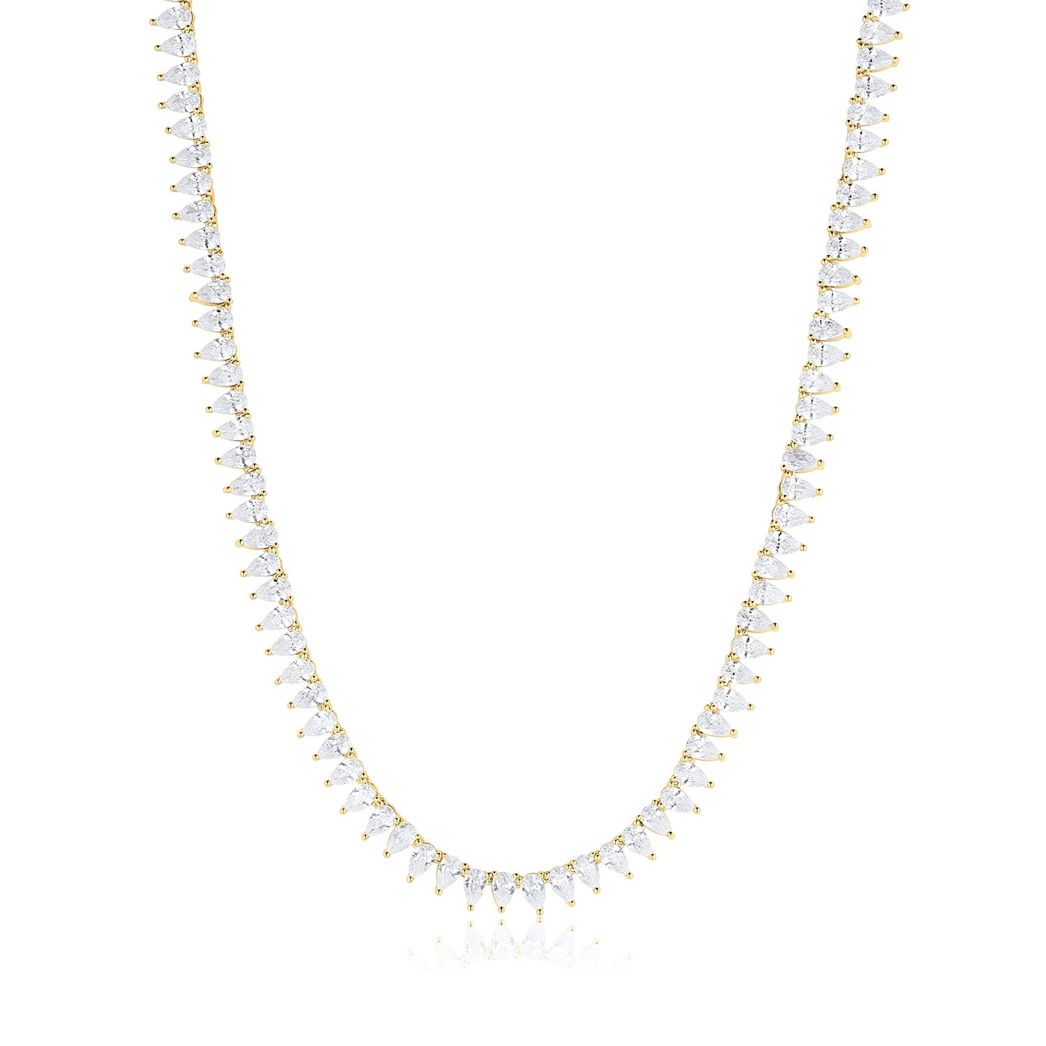 Women's Gold Teardrop Tennis Necklace | Set & Stones
