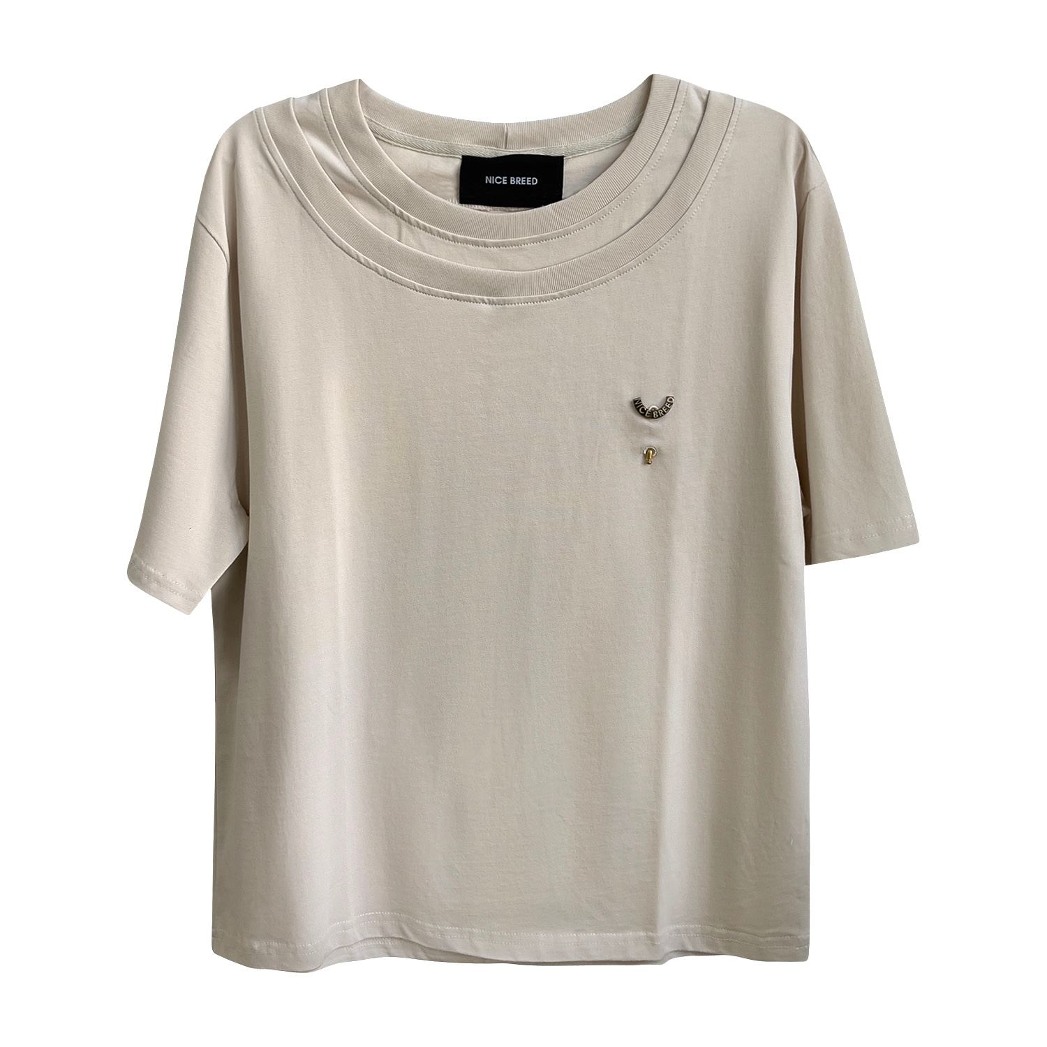 Nice Breed Men's Neutrals Bone Double Collar Tee In White