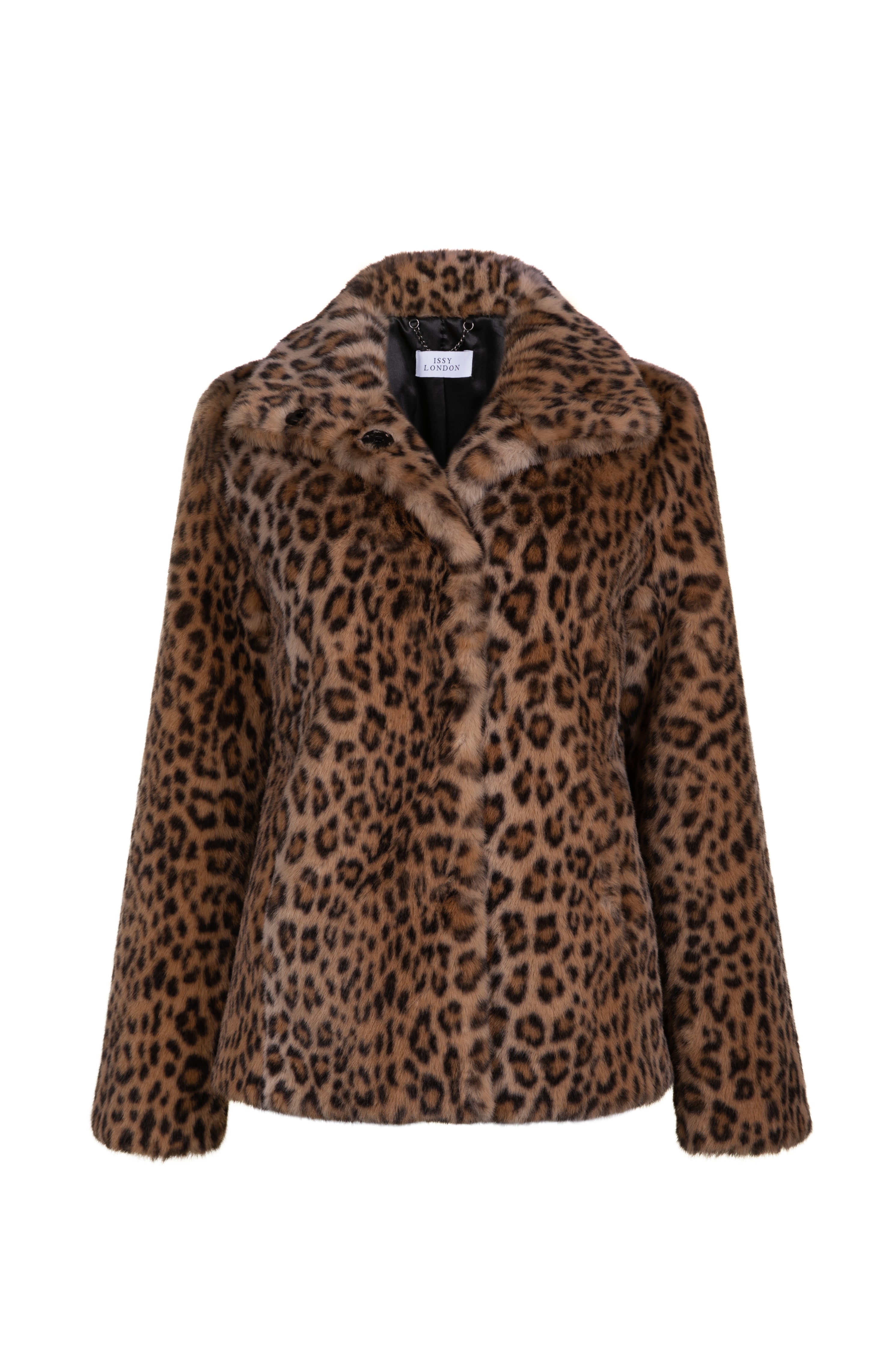 Issy London Women's Neutrals Claudia Luxe Leopard Faux Fur Jacket