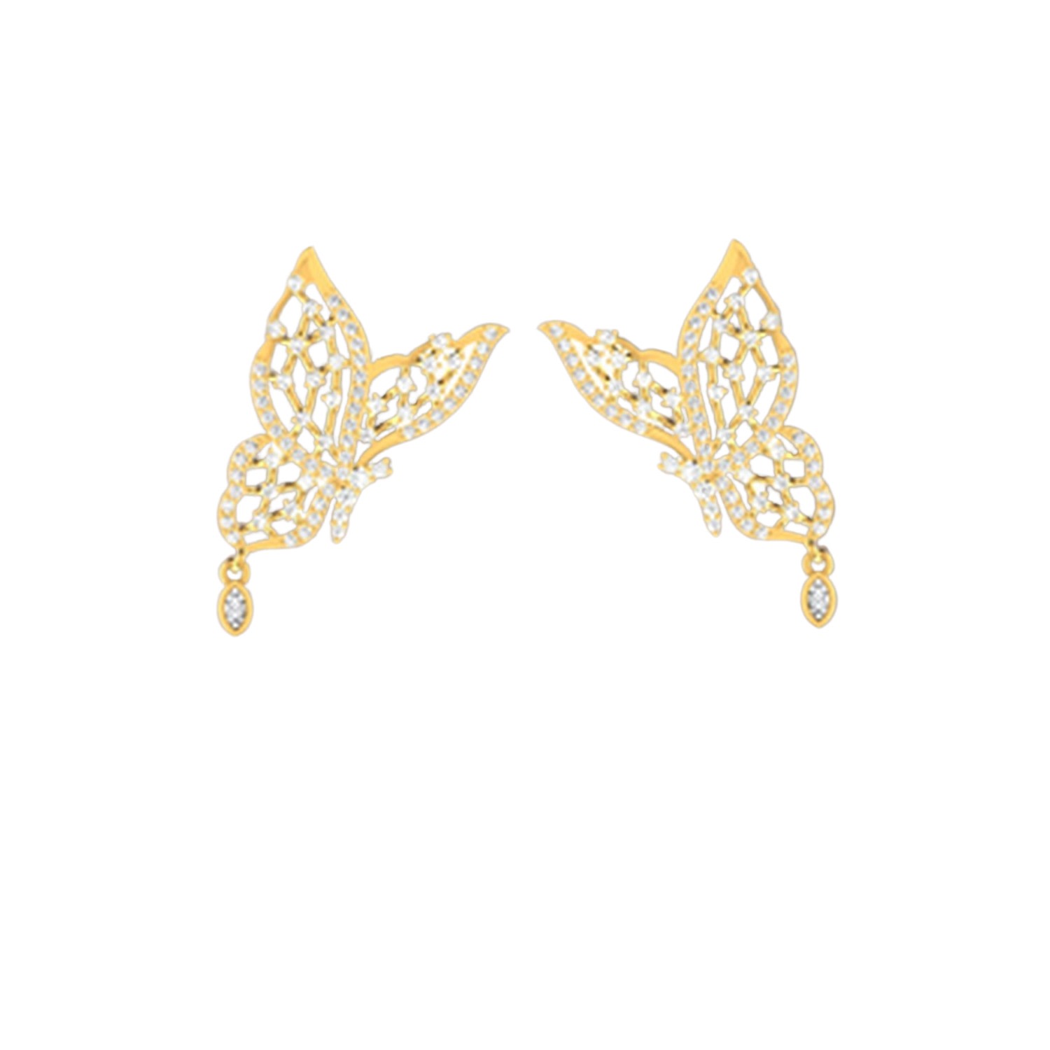 Cervin Blanc Women's Gold Butterfly Diamond-earrings Half Carat In Burgundy