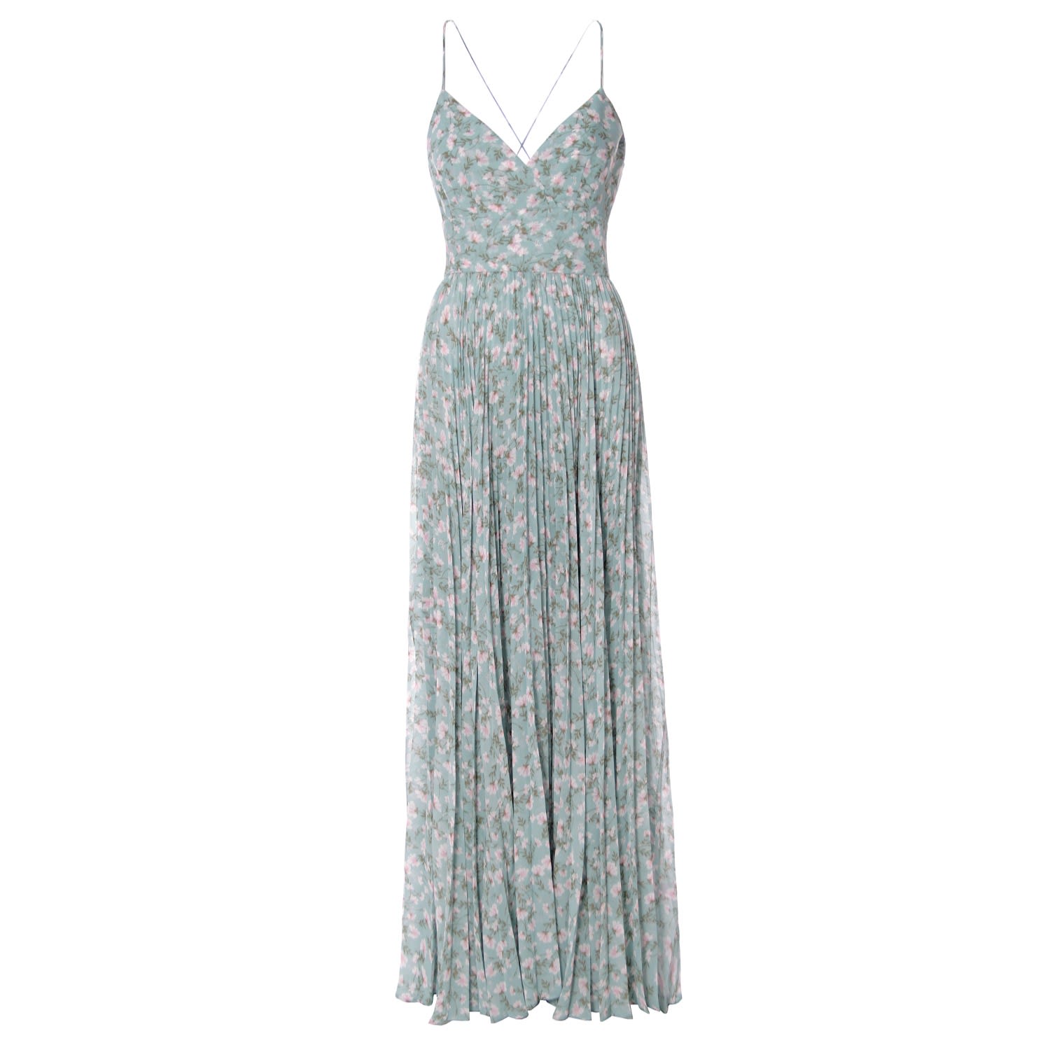 Aggi By Halewski Women's Noemi Romantic Flowers Maxi Pleated Dress