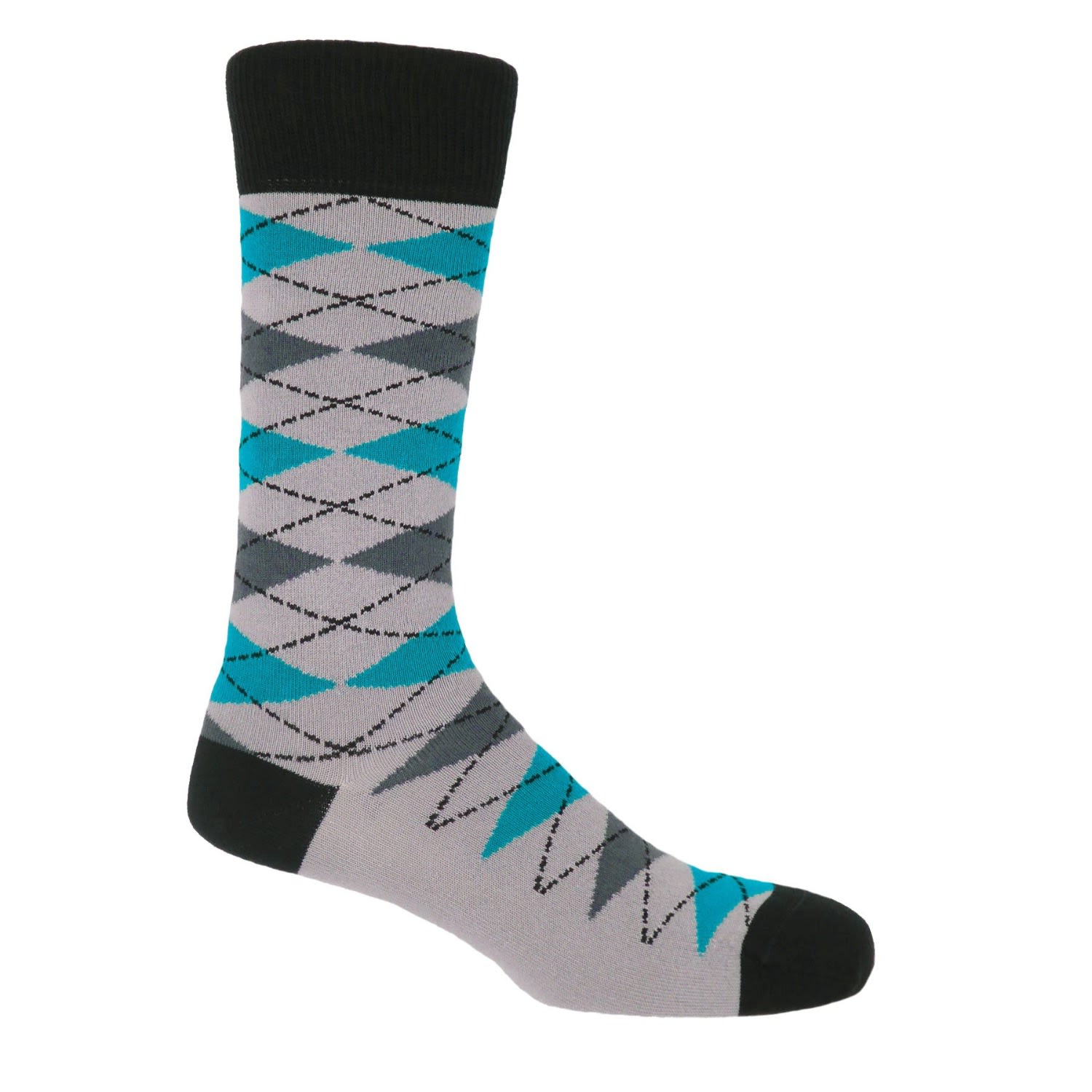 Peper Harow - Made In England Grey Argyle Men's Socks In Grey