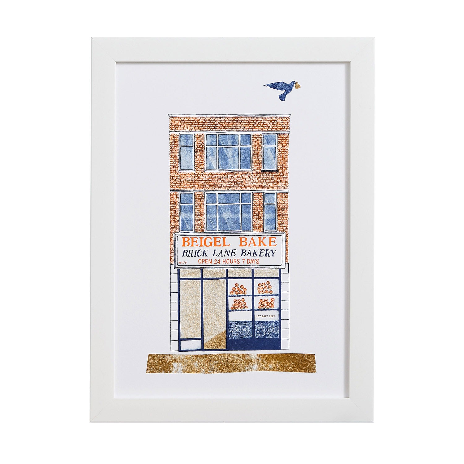 Rosa & Clara Designs Beigel Bake Risograph Print A3 In White
