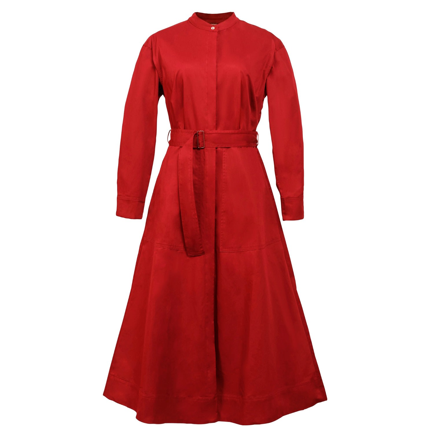 Smart And Joy Women's High Collar Cotton Shirt-dress - Red In Red