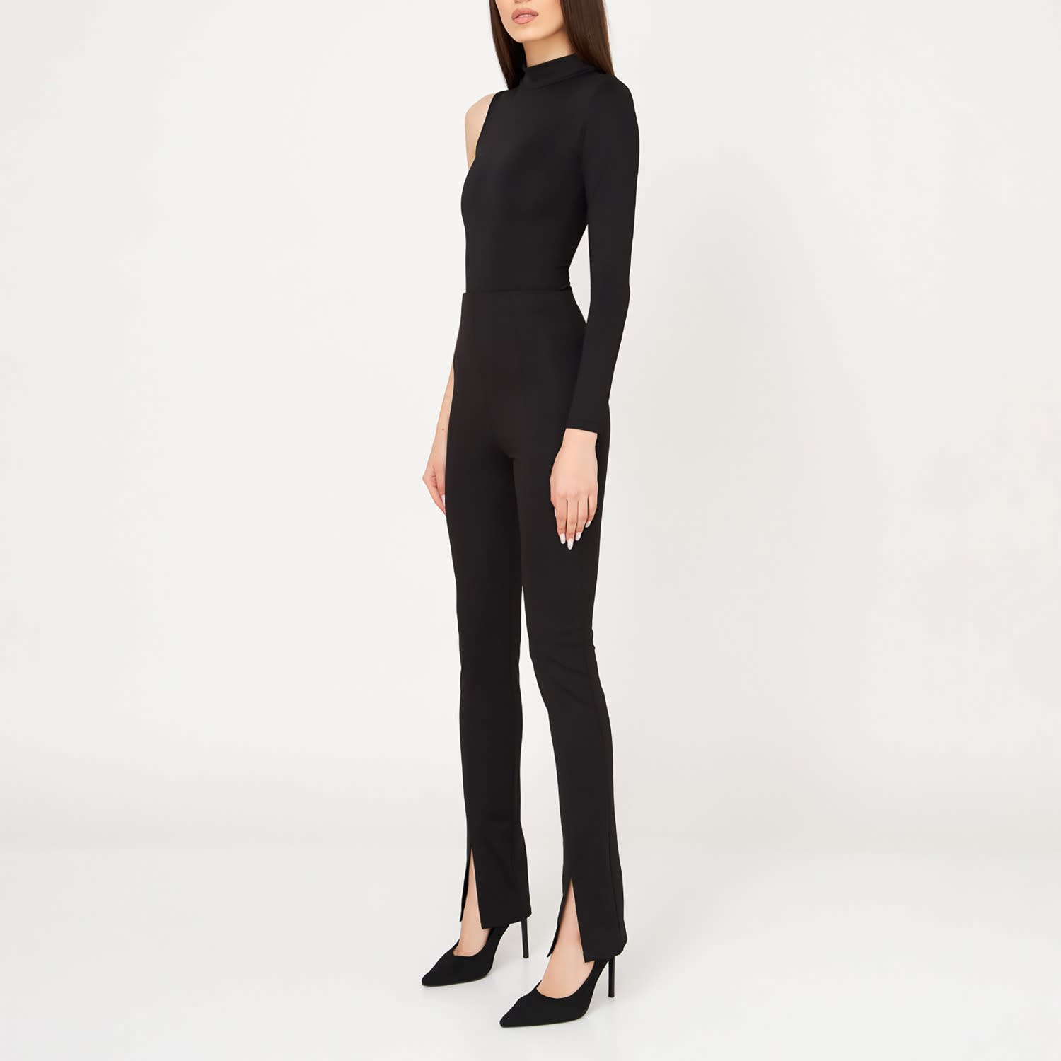 Elastane Front Slit Leggings, LIA ARAM