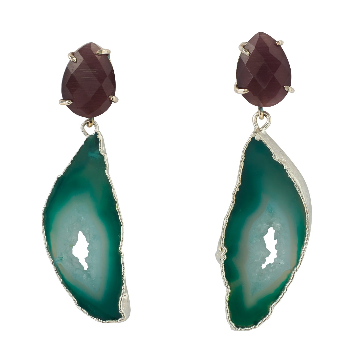 Women’s Sterling Silver Green Berry Gemstone Earrings Yaa Yaa London