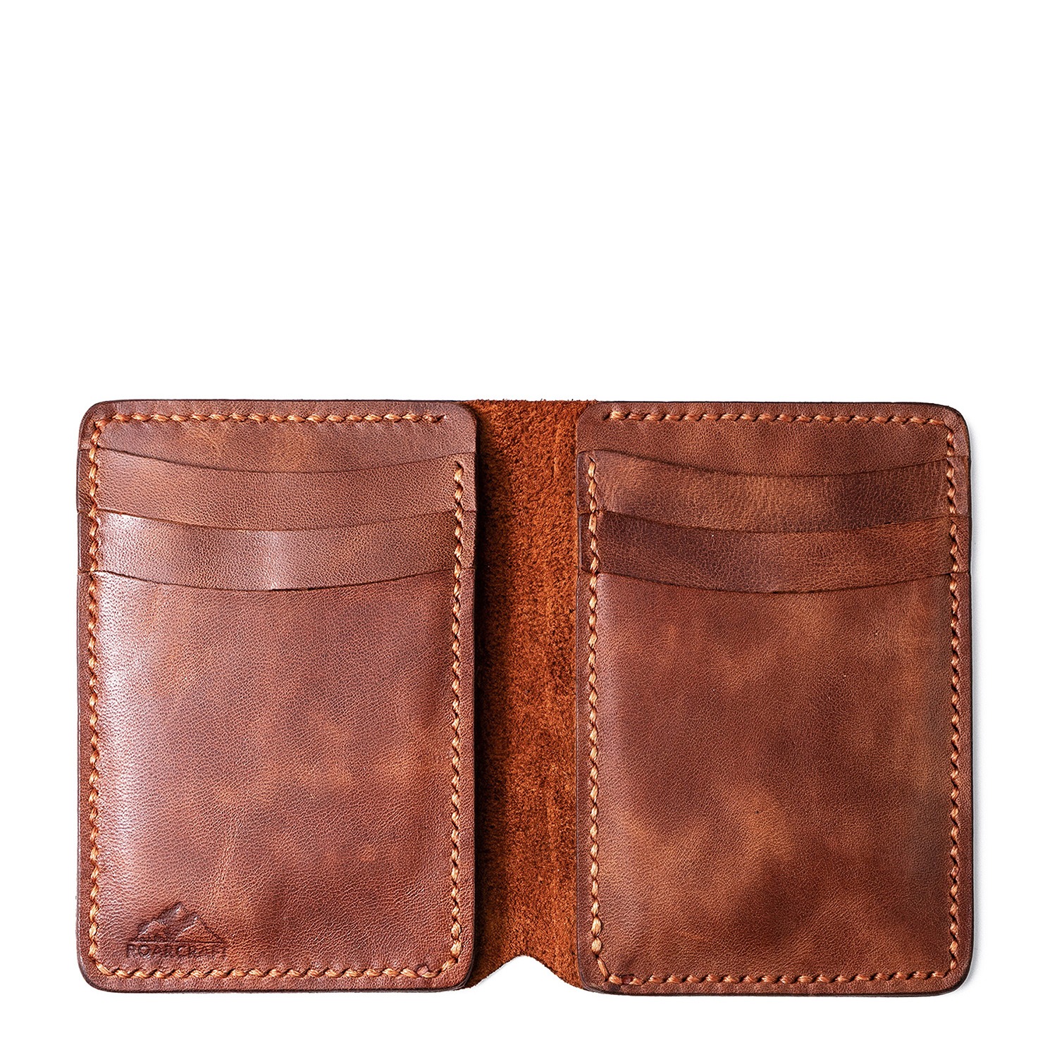 Vertical Bifold Leather Wallet - Laodikya - Tobacco | Roarcraft