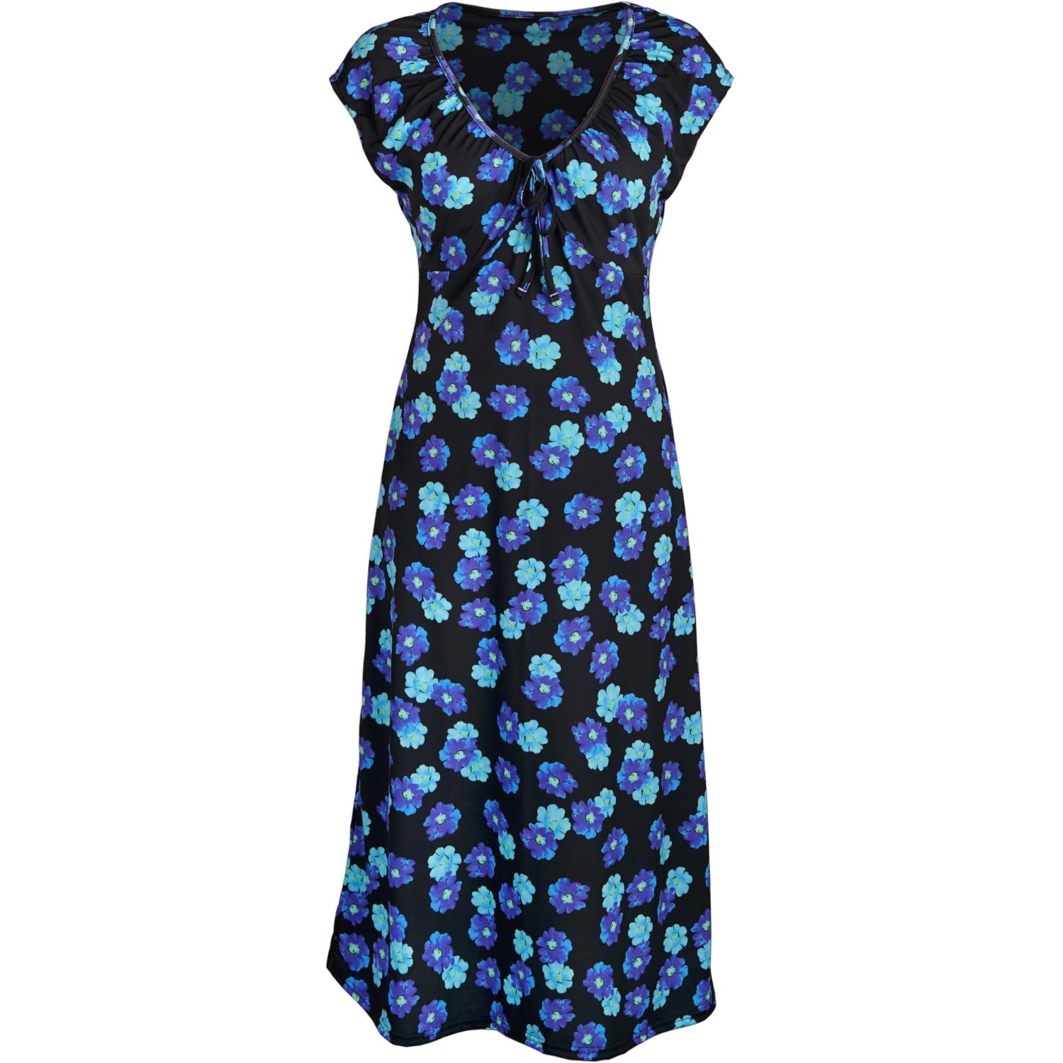 Women’s Gilly Short Sleeve Midi Dress In Blue Floral Print Small Antonia York