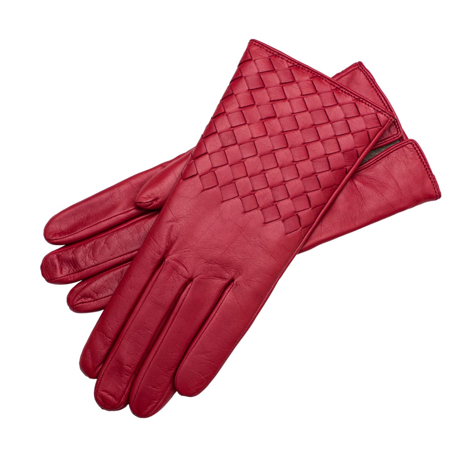 Trani - Women's Woven Leather Gloves In Red | 1861 Glove