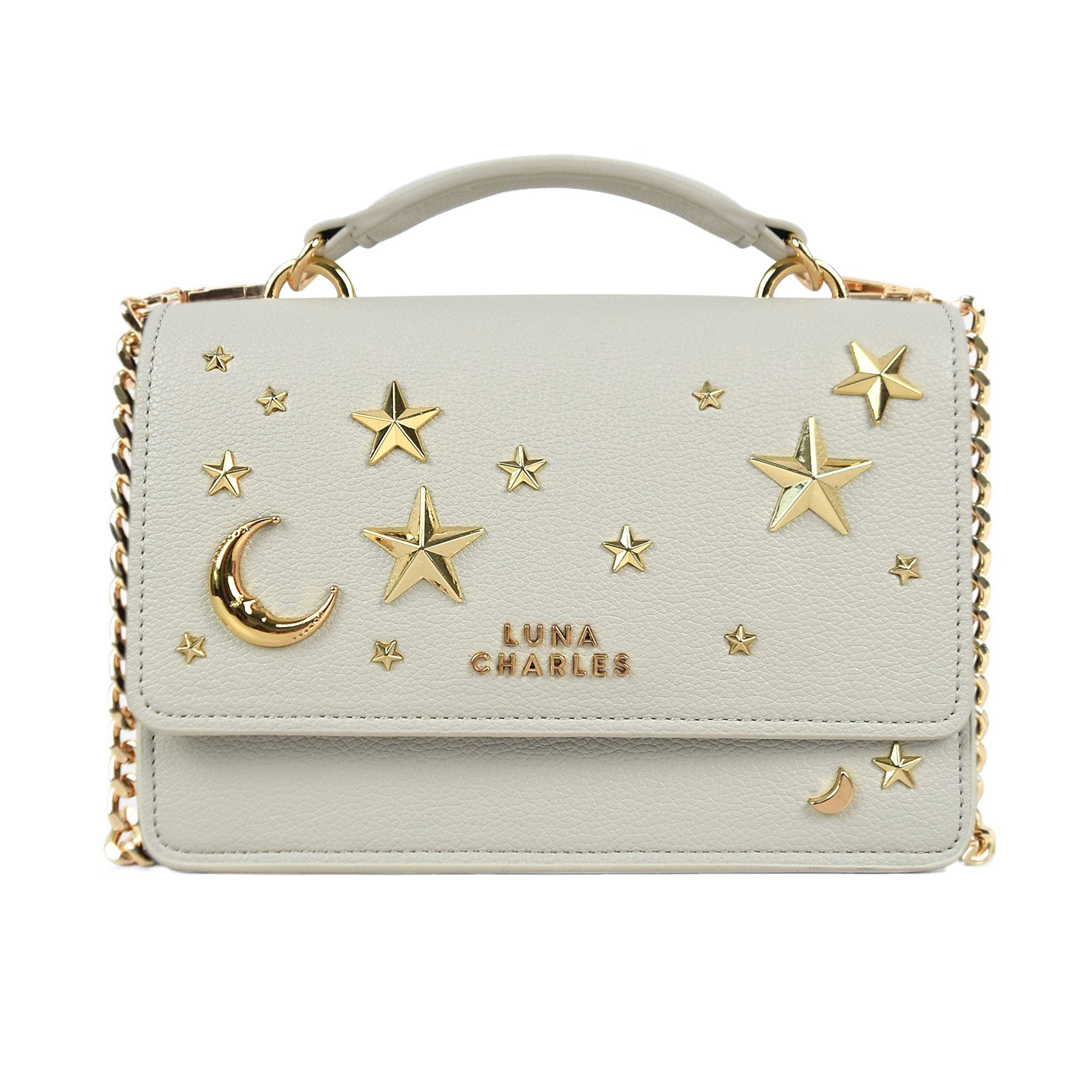 Luna Charles Women's Nova Star Studded Handbag - Grey & Gold In Gray