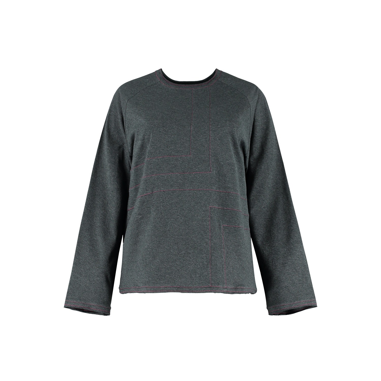 Women’s Grey Organic Cotton Jersey Top With Raw Edge Details Medium I’mdividual