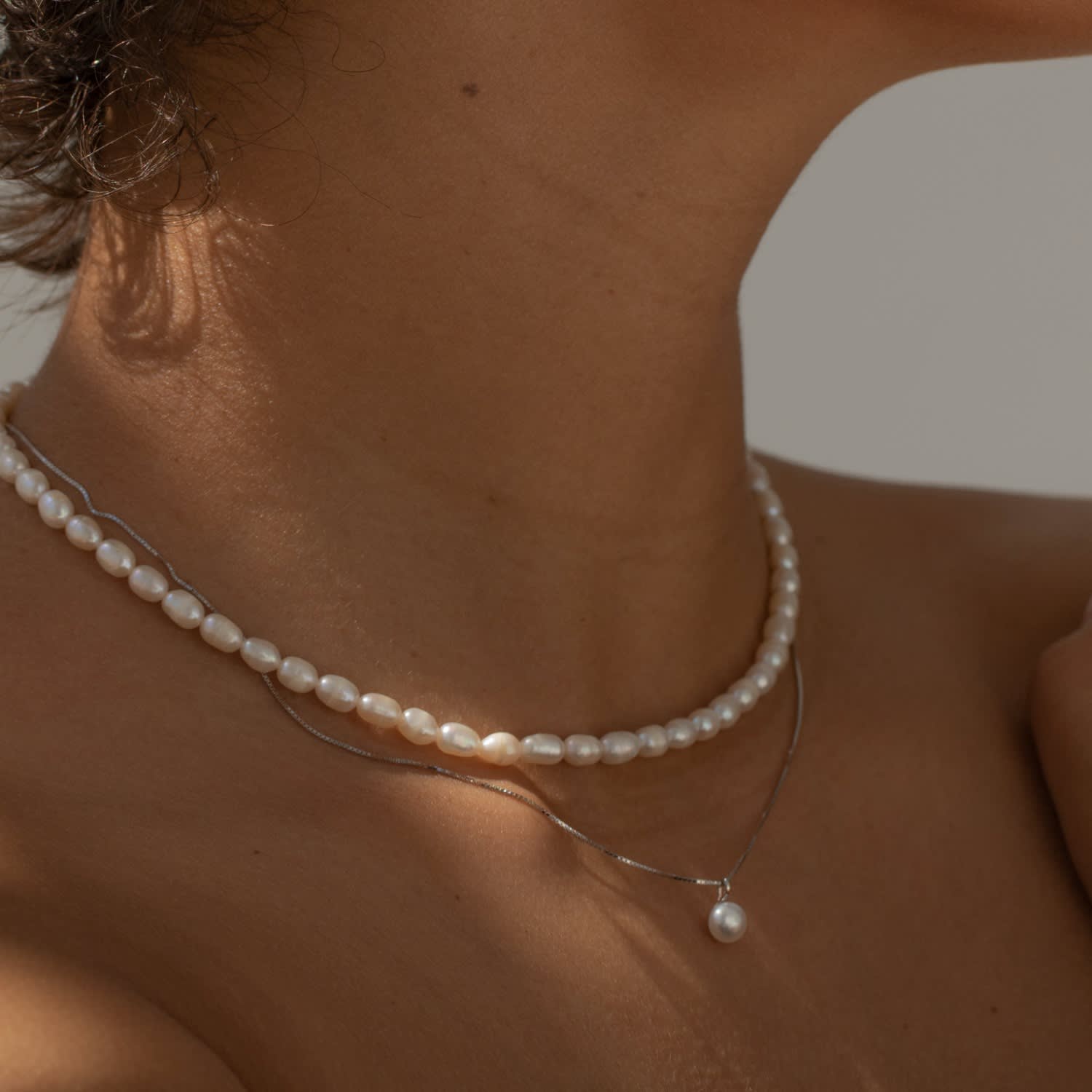 Single pearl shop drop necklace silver
