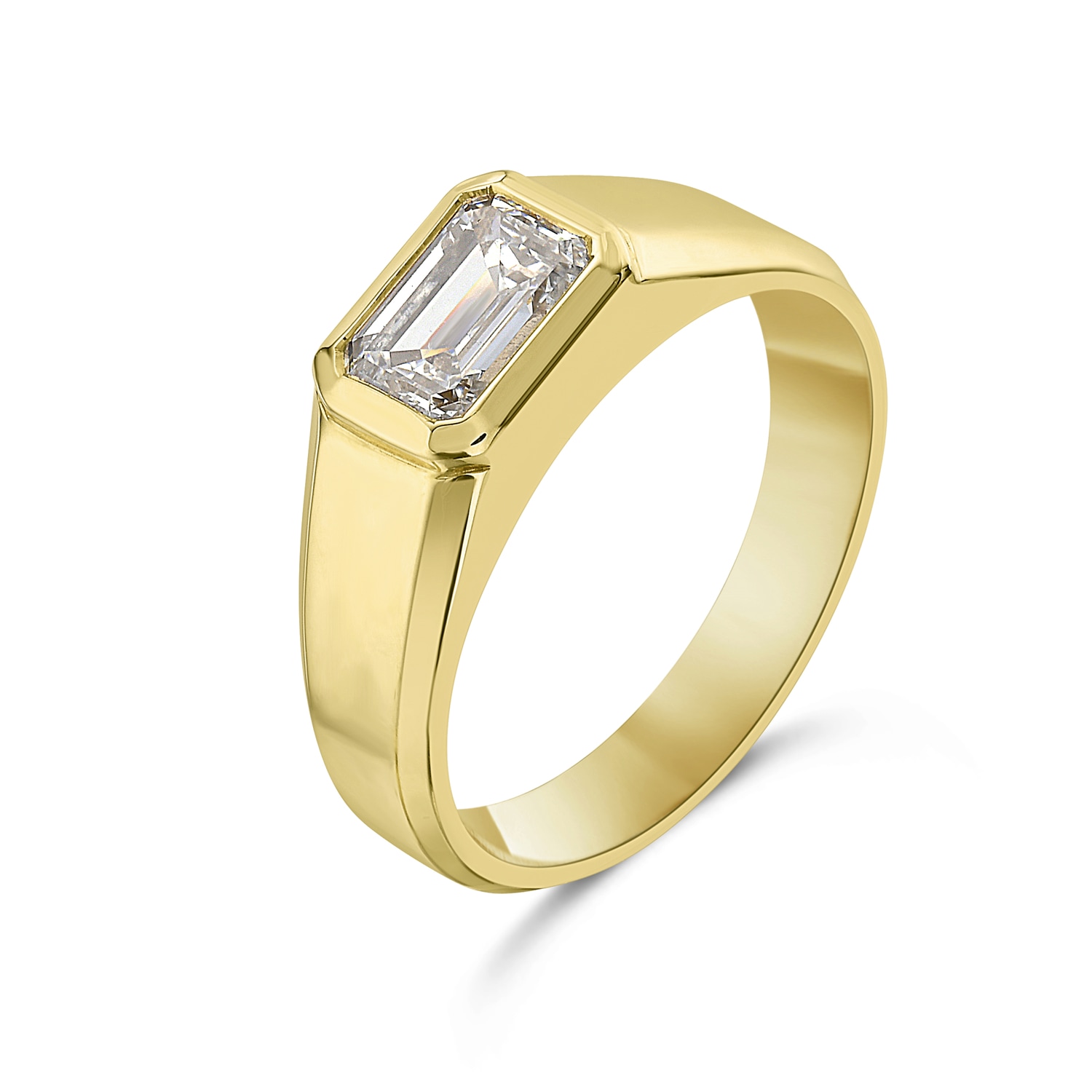 Artisan Women's Gold / White Elegant Baguette Lab Diamond Band In 14k Yellow Gold In Gold
