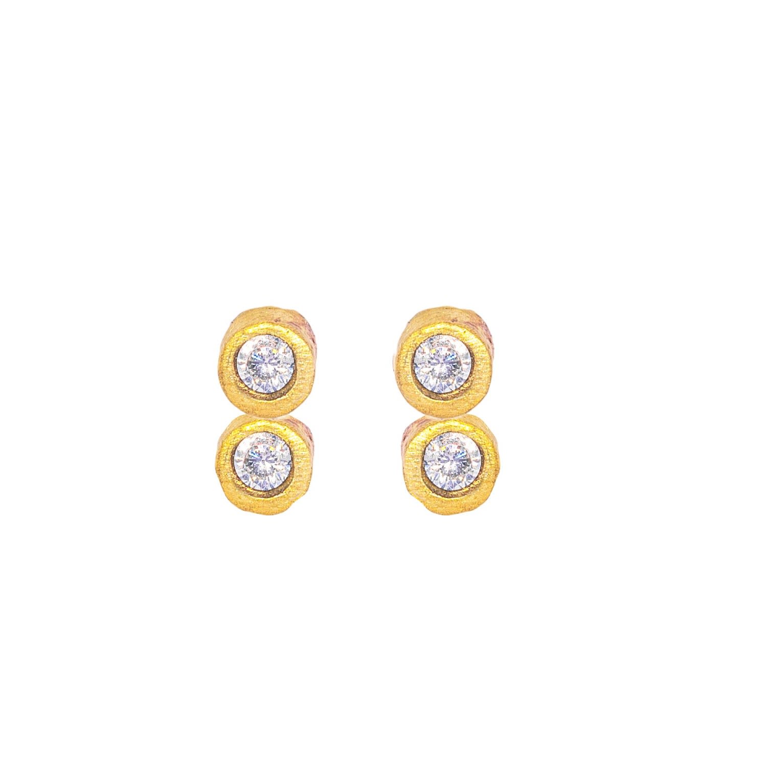 Women’s Gold Disco Dot Double Diamond Stud Earrings Lily Flo Jewellery