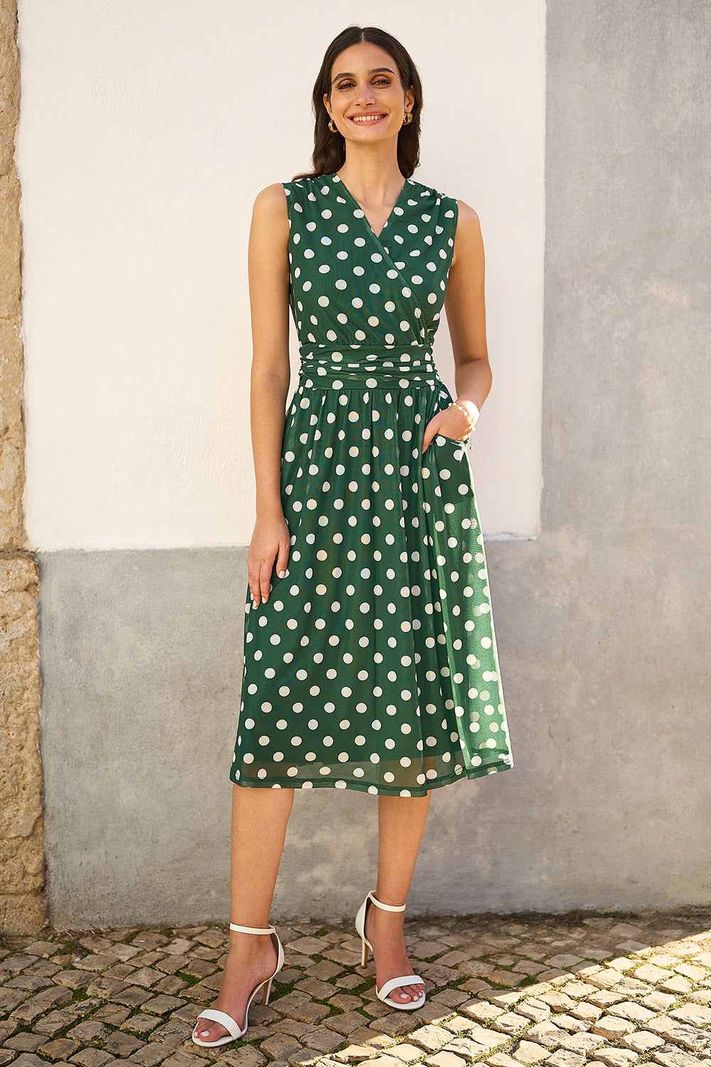 green and white polka dot dress Cara Cara Asbury Mini Dress M / Polka Dot Green