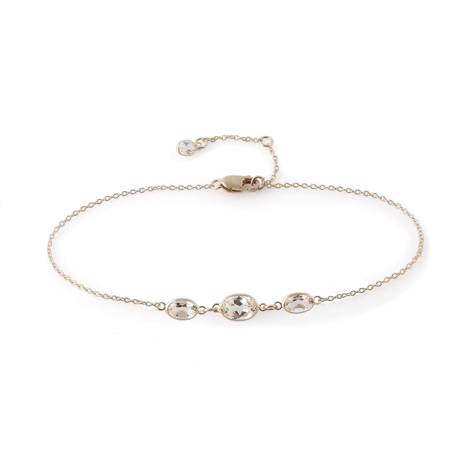 Women’s White / Silver Three Stone Bezel Set White Topaz Bracelet In 14K White Gold Amy Gambill Designs