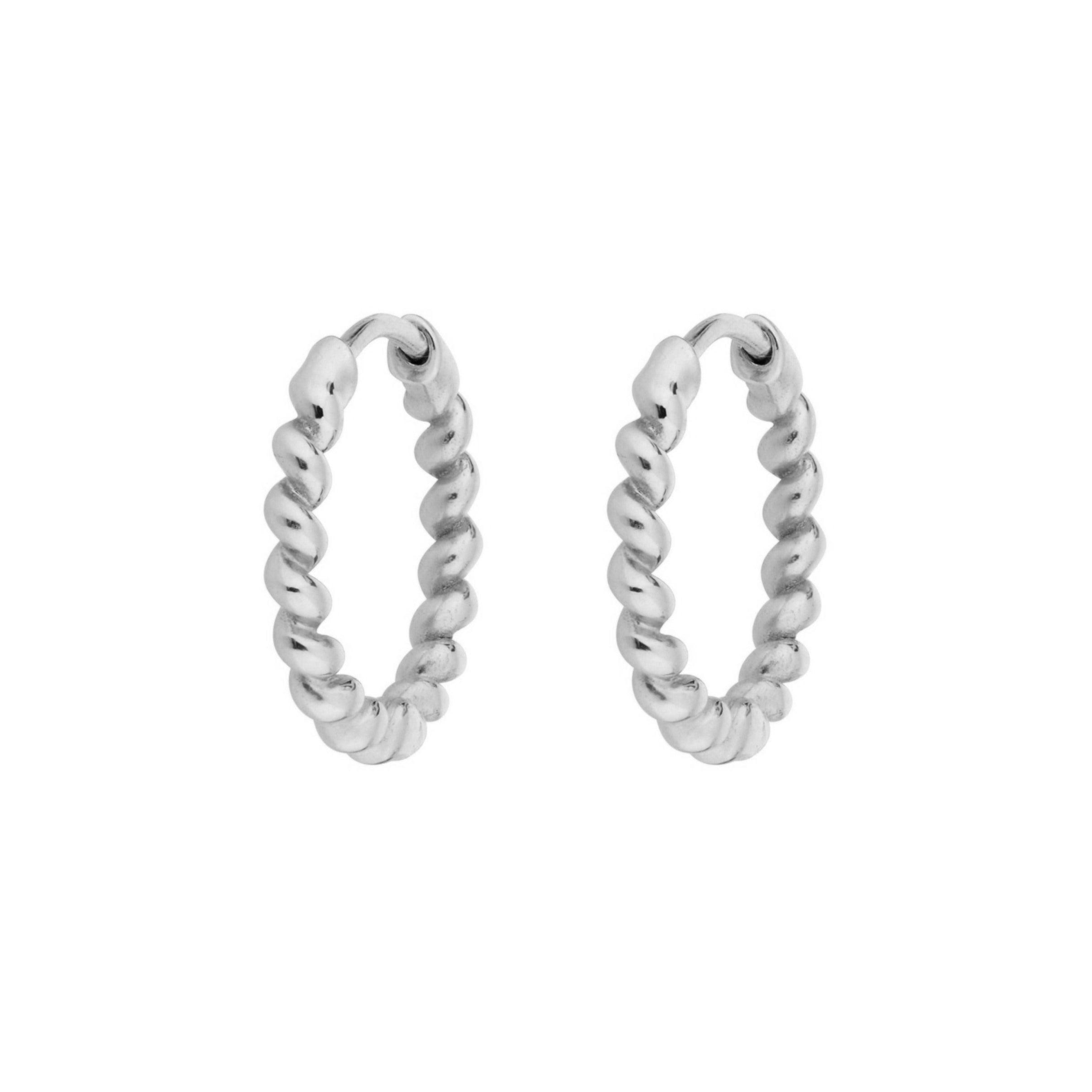 Zohreh Women's Twisted Huggie Hoop Earring Pair Sterling Silver In Silver