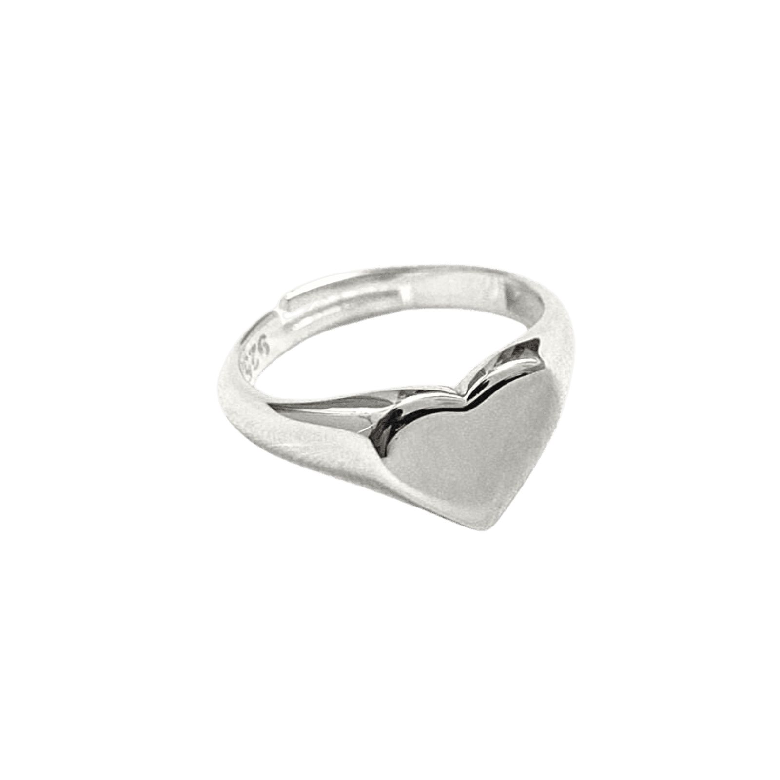 Sterling Silver Heart Love Signet Ring - Silver | Spero London