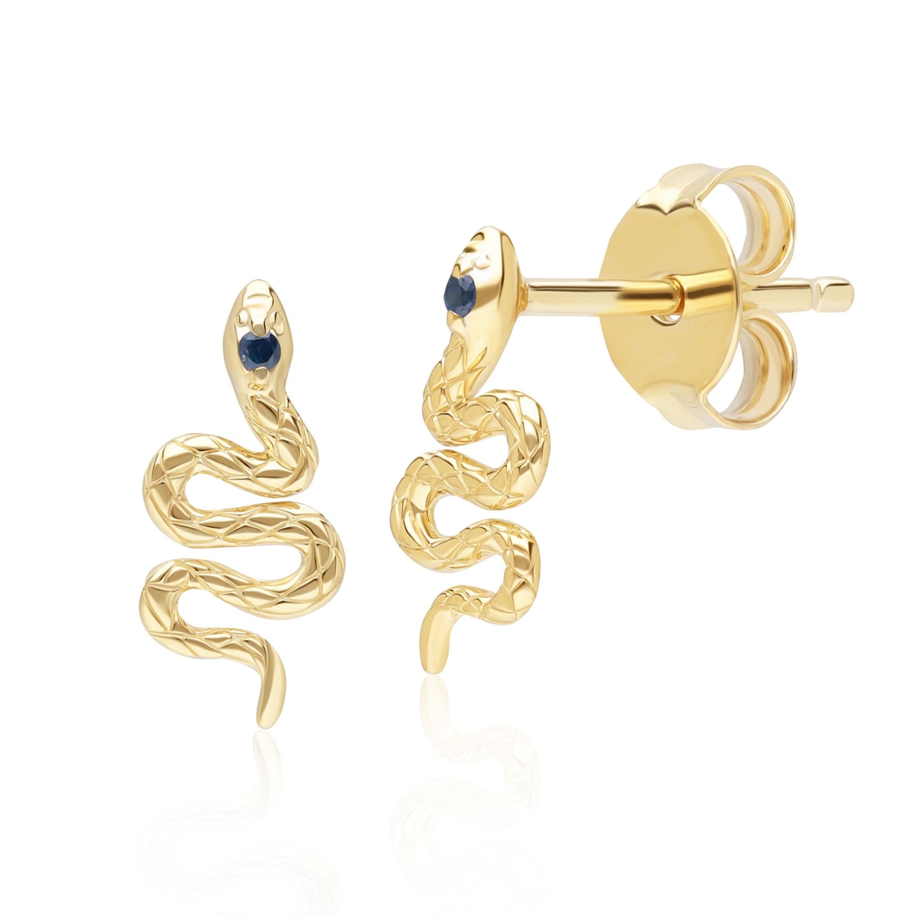 Women’s Gold / Blue Sapphire Snake Wrap Stud Earrings In Yellow Gold Gemondo