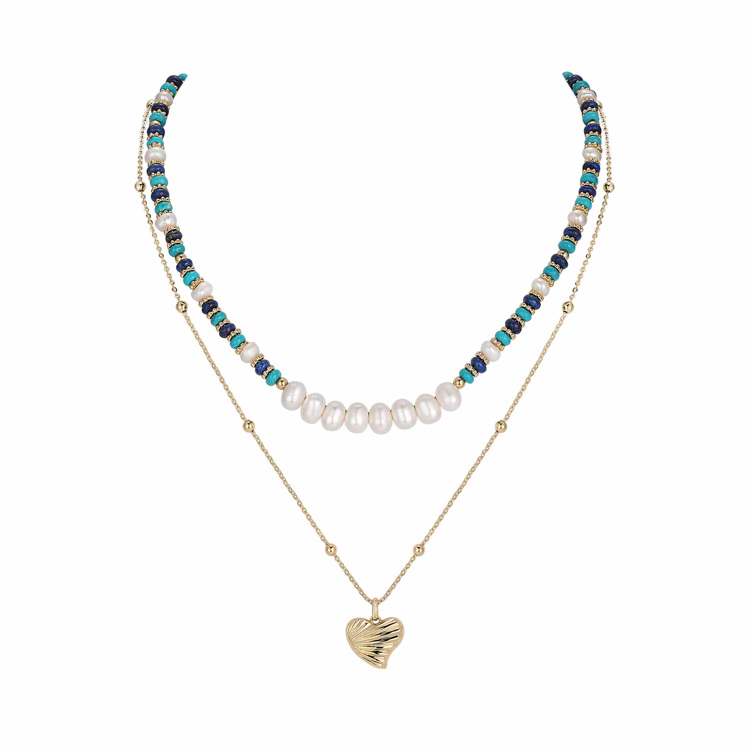 Women’s Blue / Gold / White Thetis Necklace Set Retro Chic