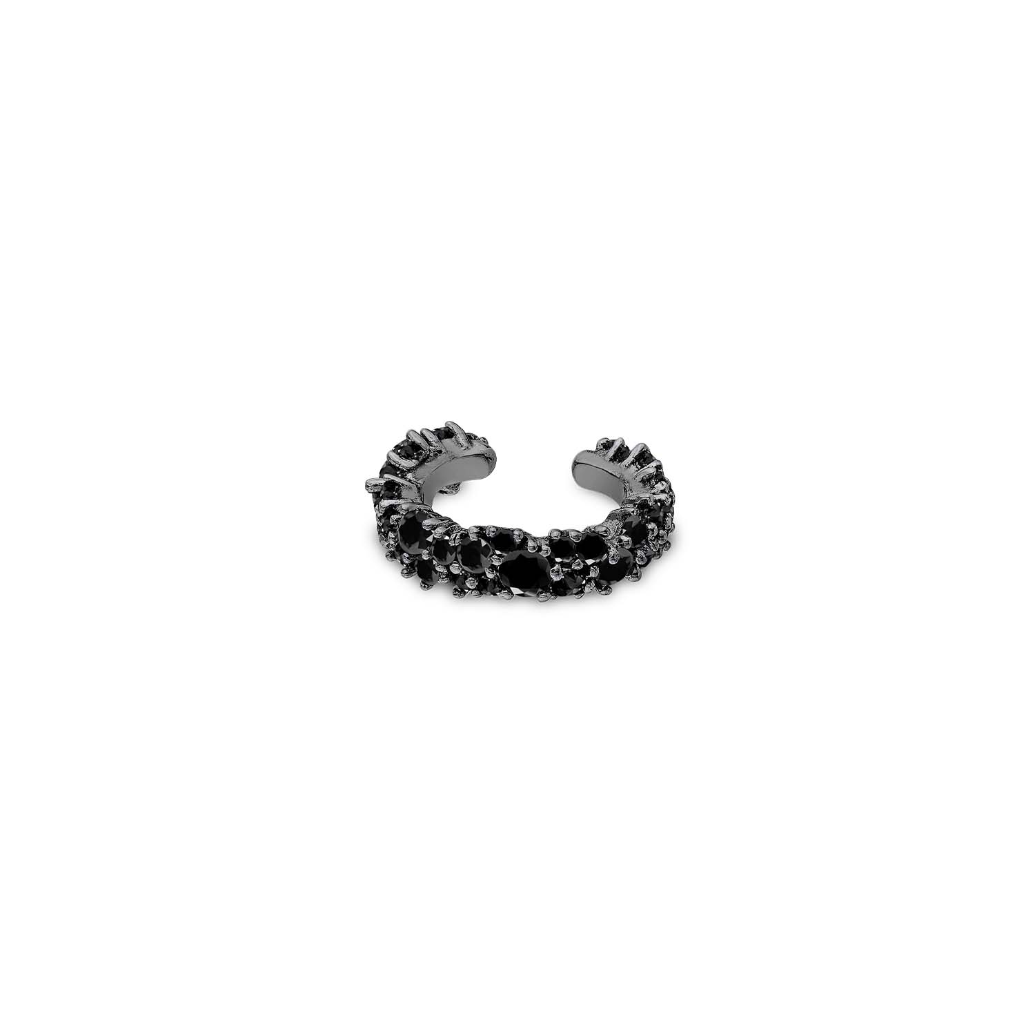 Sally Skoufis Women's Cosmic Ear Cuff With Man Made Black Cz Diamond Stimulant In Premium Black Rhodium