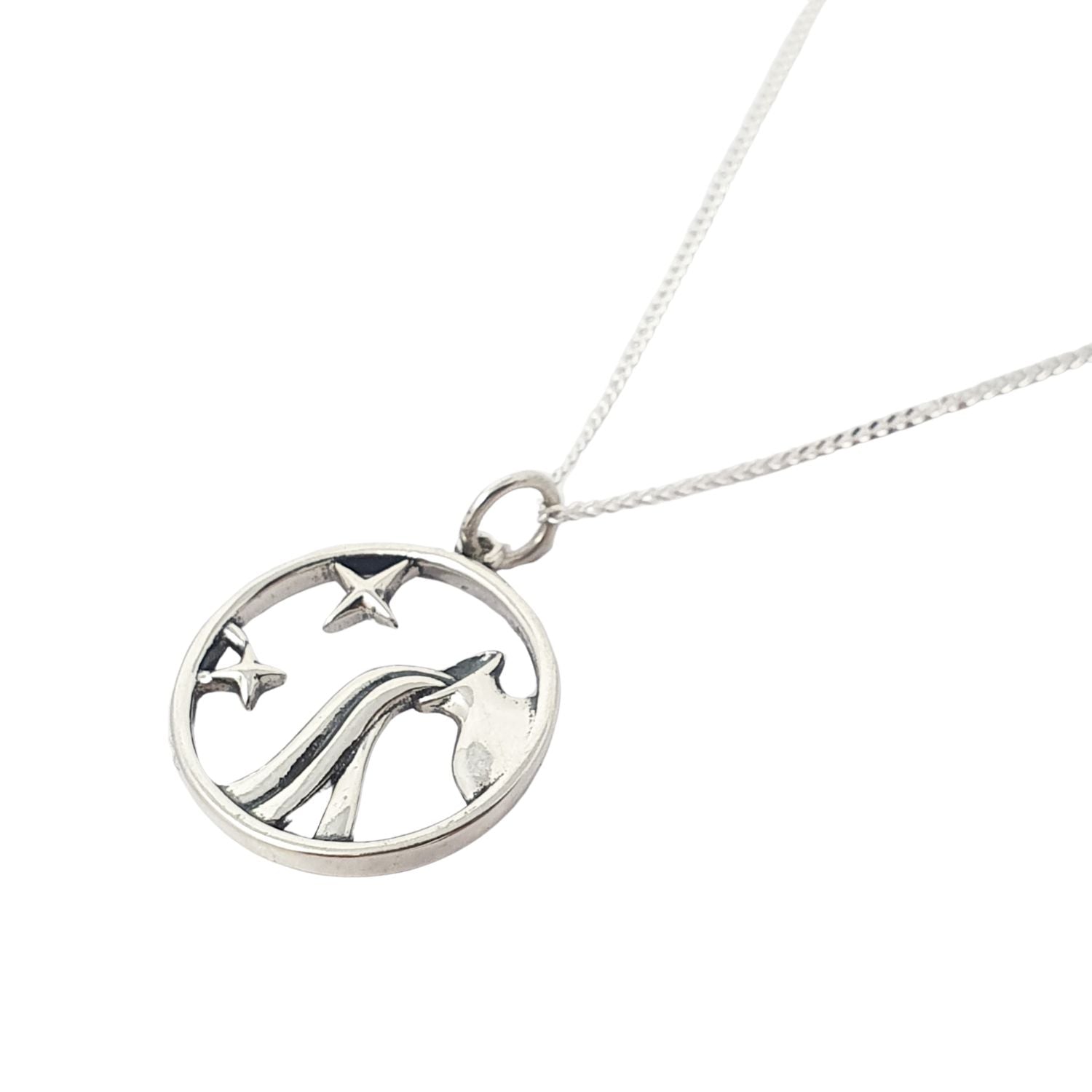 Women’s Aquarius Zodiac Horoscope Charm Silver Necklace Harfi