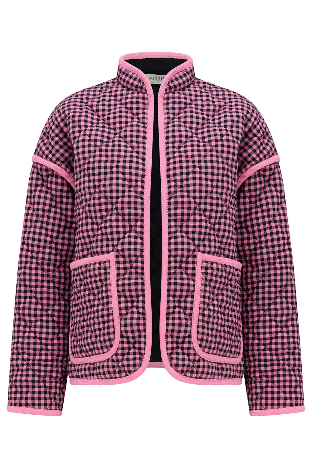 Sugarhill Brighton Women's Pink / Black Elowen Quilted Jacket Rose Gingham In Pink/black