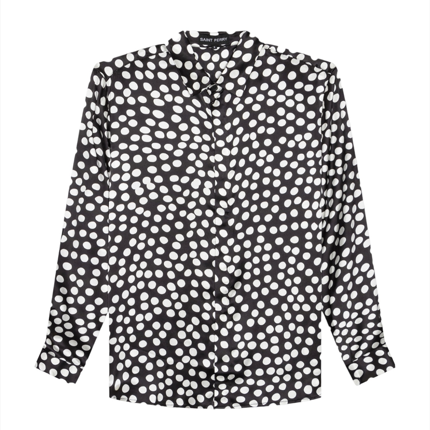 Men’s Black Polka Dot Shirt Large Saint Perry