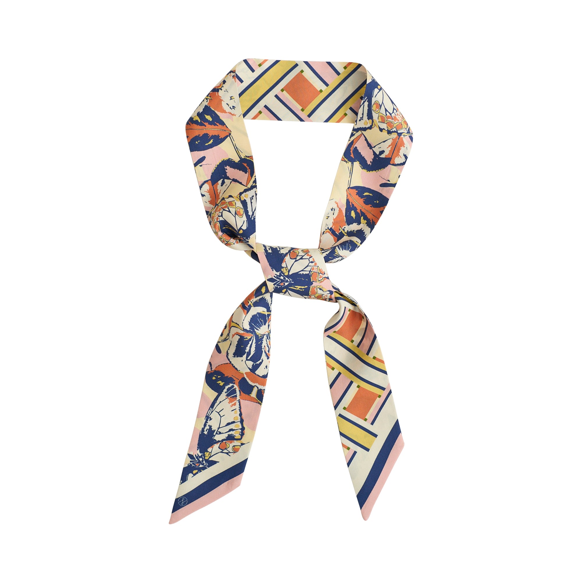 Women’s Blue Lost Pattern X Leatherology Silk Twilly Scarf - Bright One Size Lost Pattern Nyc