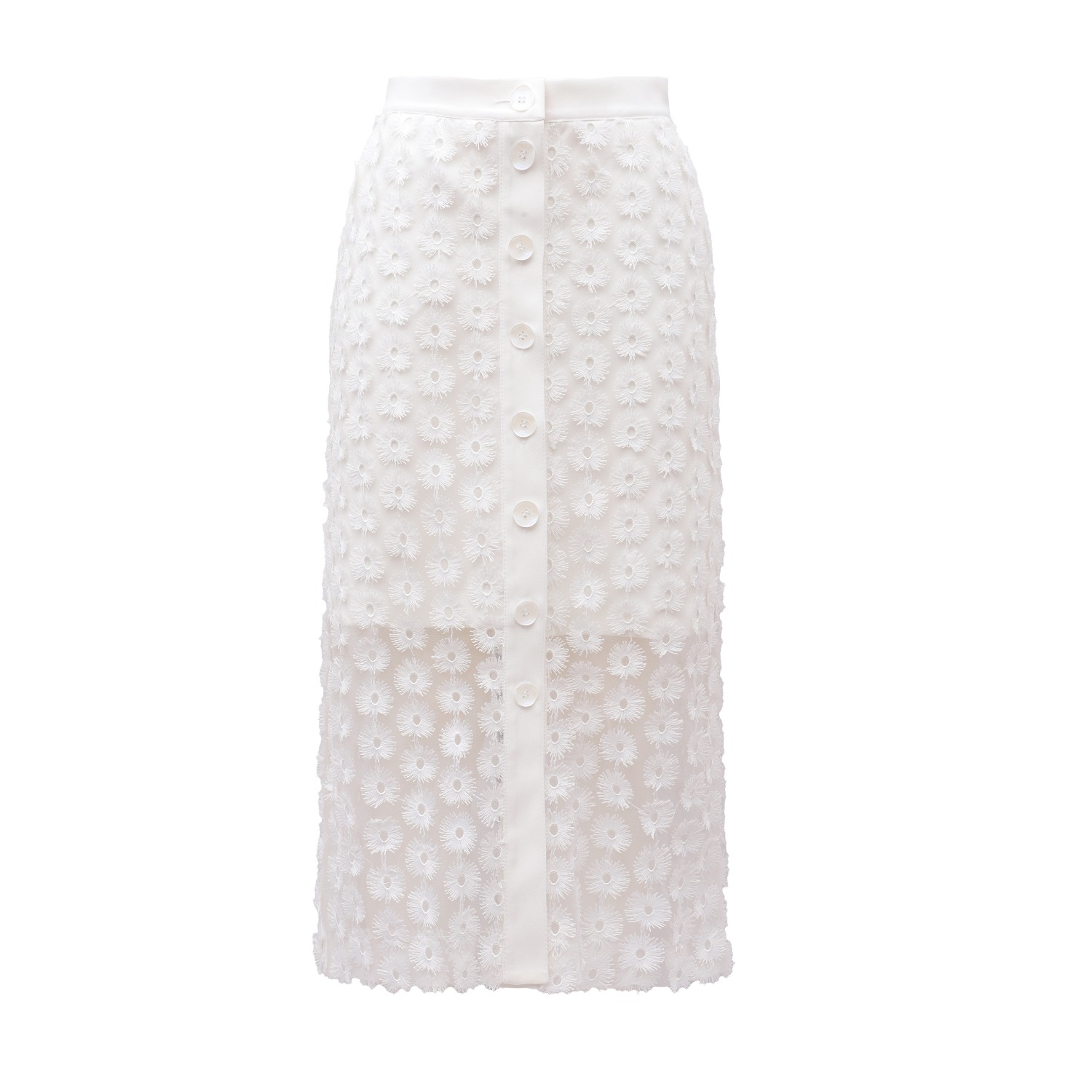 Julia Allert Women's City Chic Midi Skirt With Floral Mesh White